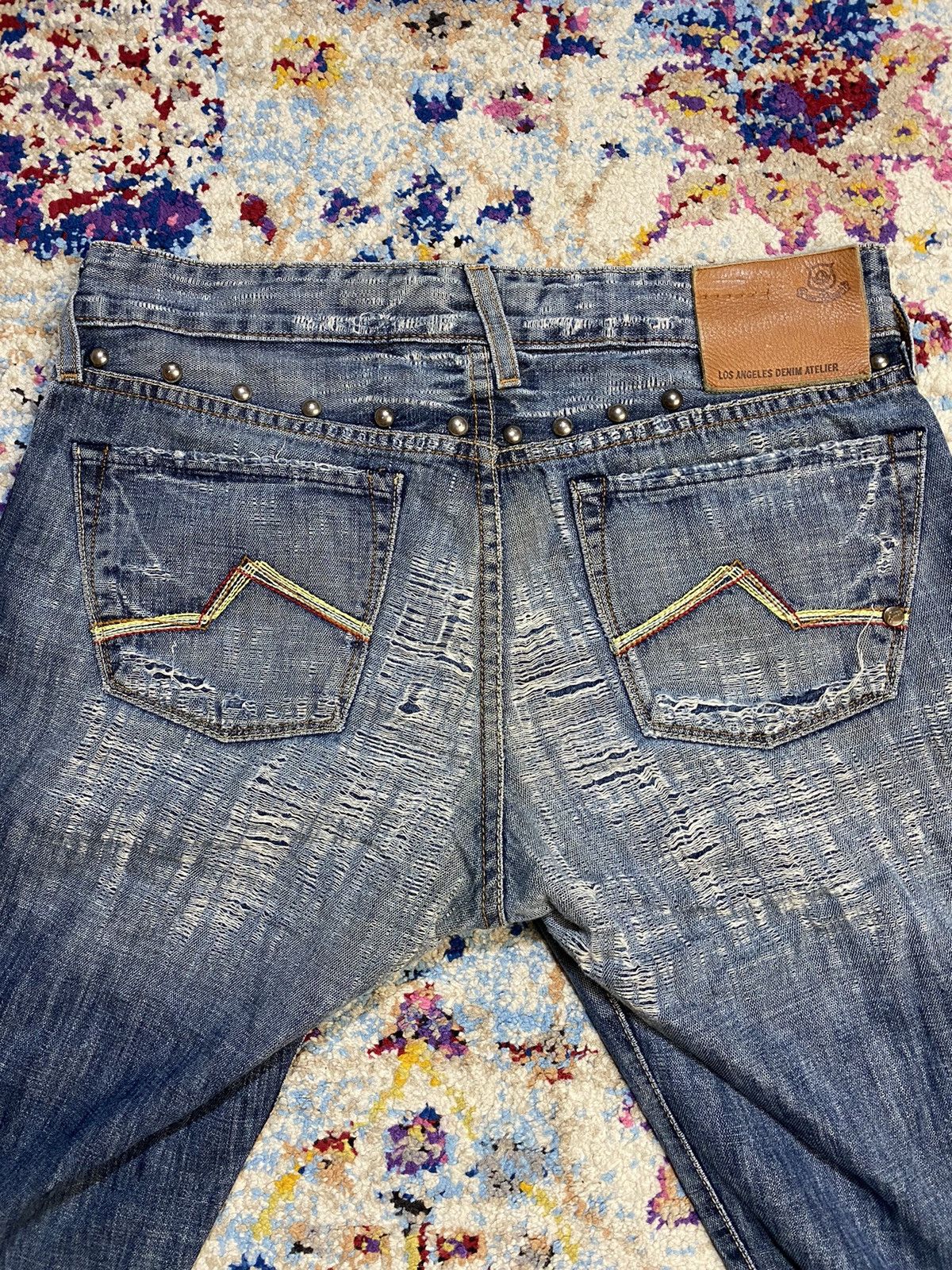Other LA Denim Atelier Studs Ripped Flared Boot Cut Jeans Size US 30 / EU 46 - 5 Thumbnail