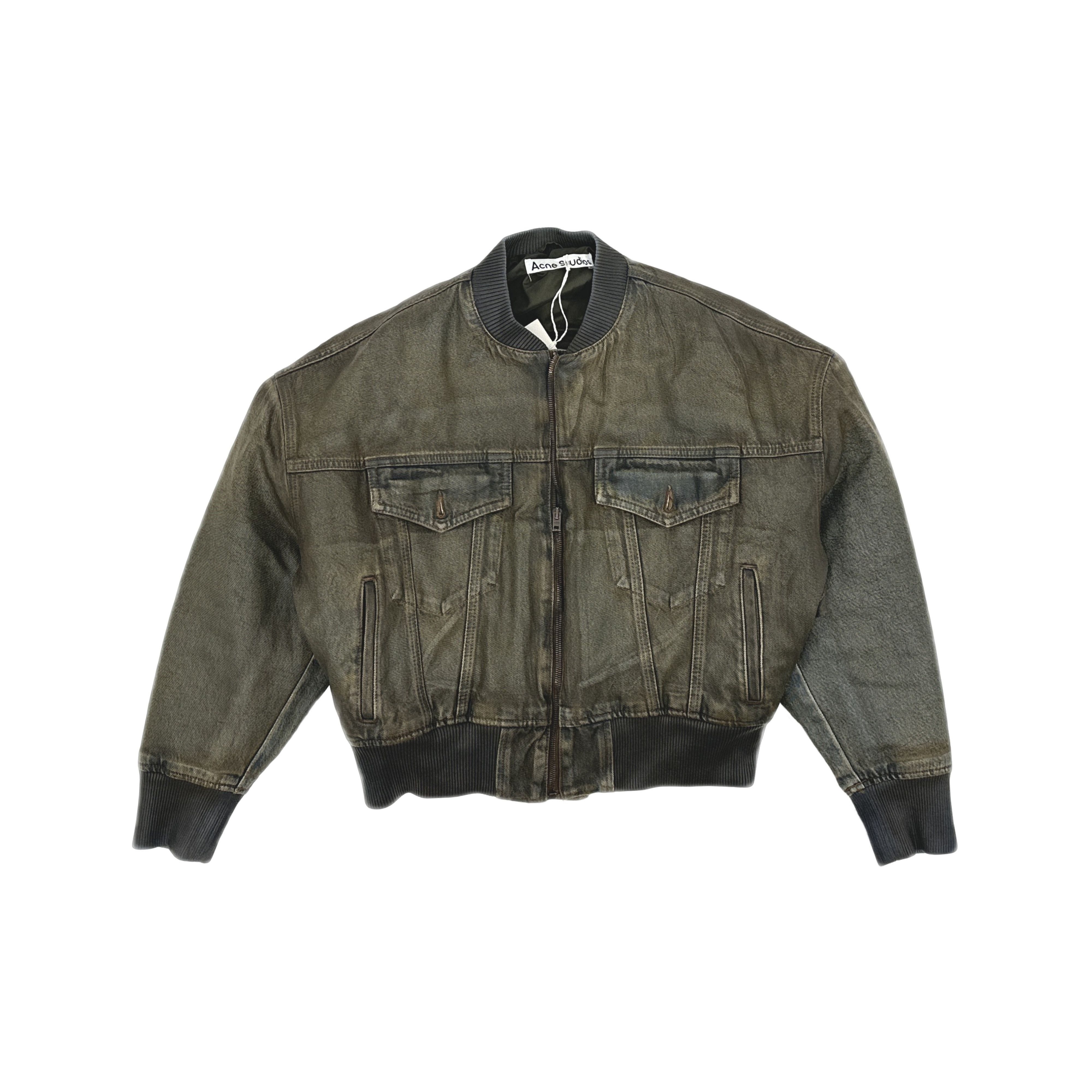 Acne Studios Acne Studios Brown Coated Denim Bomber Jacket 34 Size XXS / US 00 / IT 34 - 1 Thumbnail