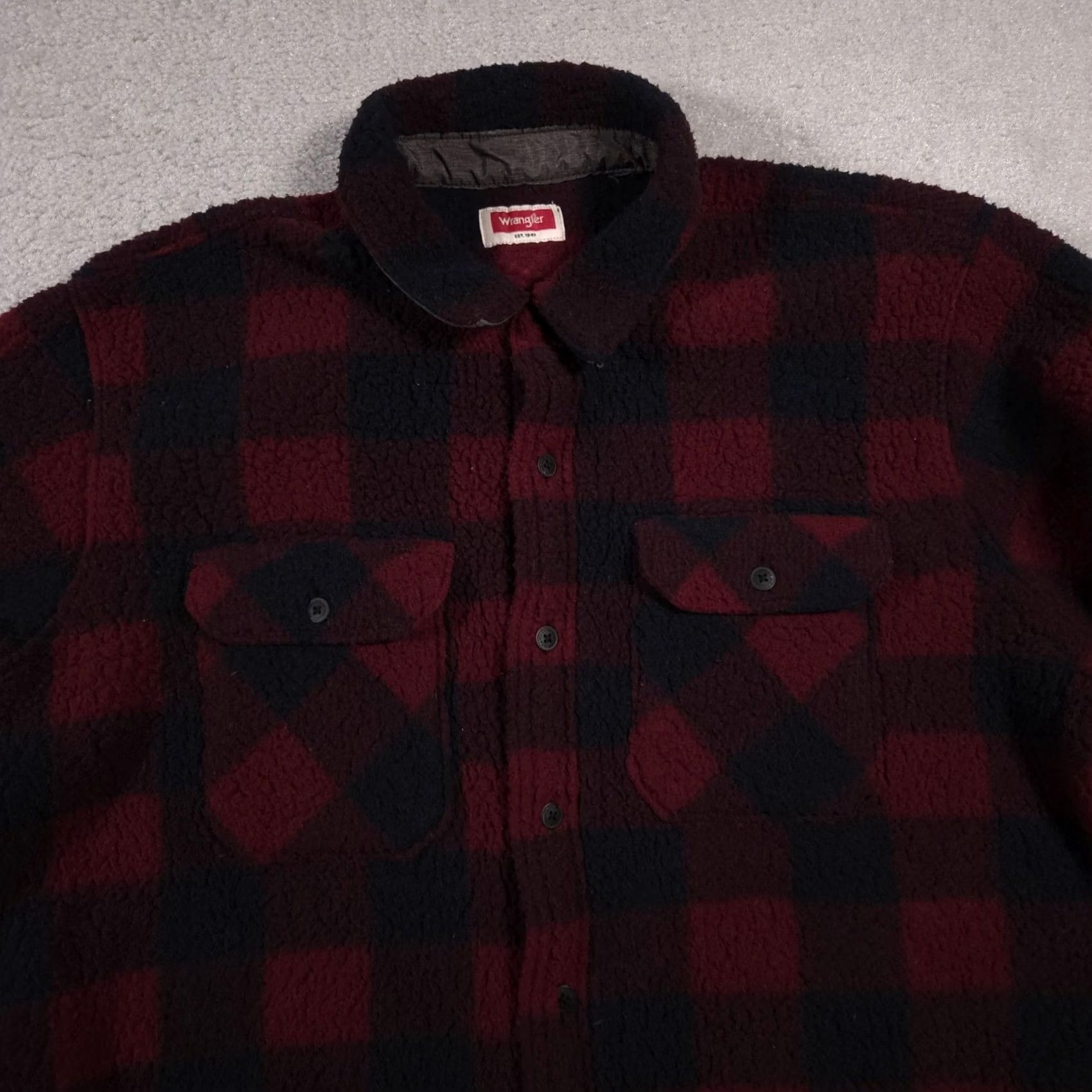 Wrangler VINTAGE Wrangler Jacket Mens XL Red Black Buffalo Plaid Fleece Sherpa Shacket Size US XL / EU 56 / 4 - 4 Thumbnail