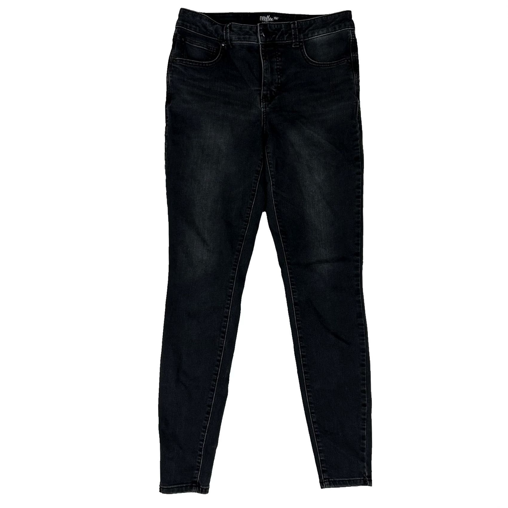 Vintage Maurices Everflex High Rise Skinny Jeans Women's 10 Black Denim Stretch 10L Long Retro Vintage No Size 32" / US 10 / IT 46 - 2 Thumbnail