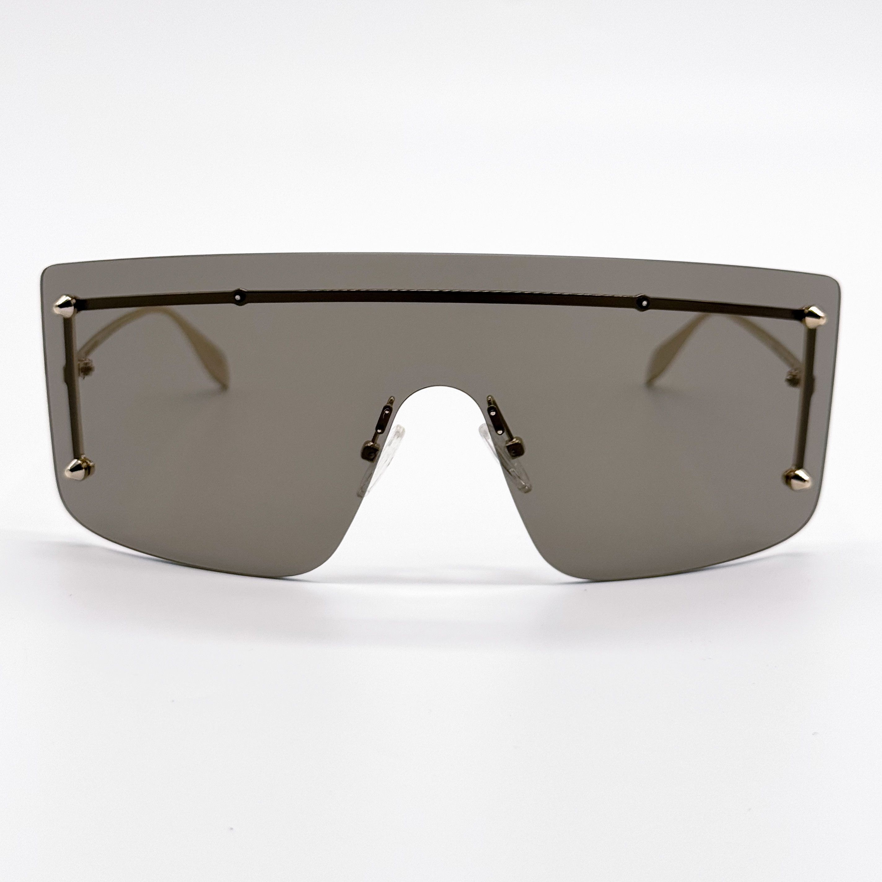Alexander McQueen NEW ALEXANDER MCQUEEN AM0412S 002 SHIELD GOLD SUNGLASSES Size ONE SIZE - 4 Thumbnail