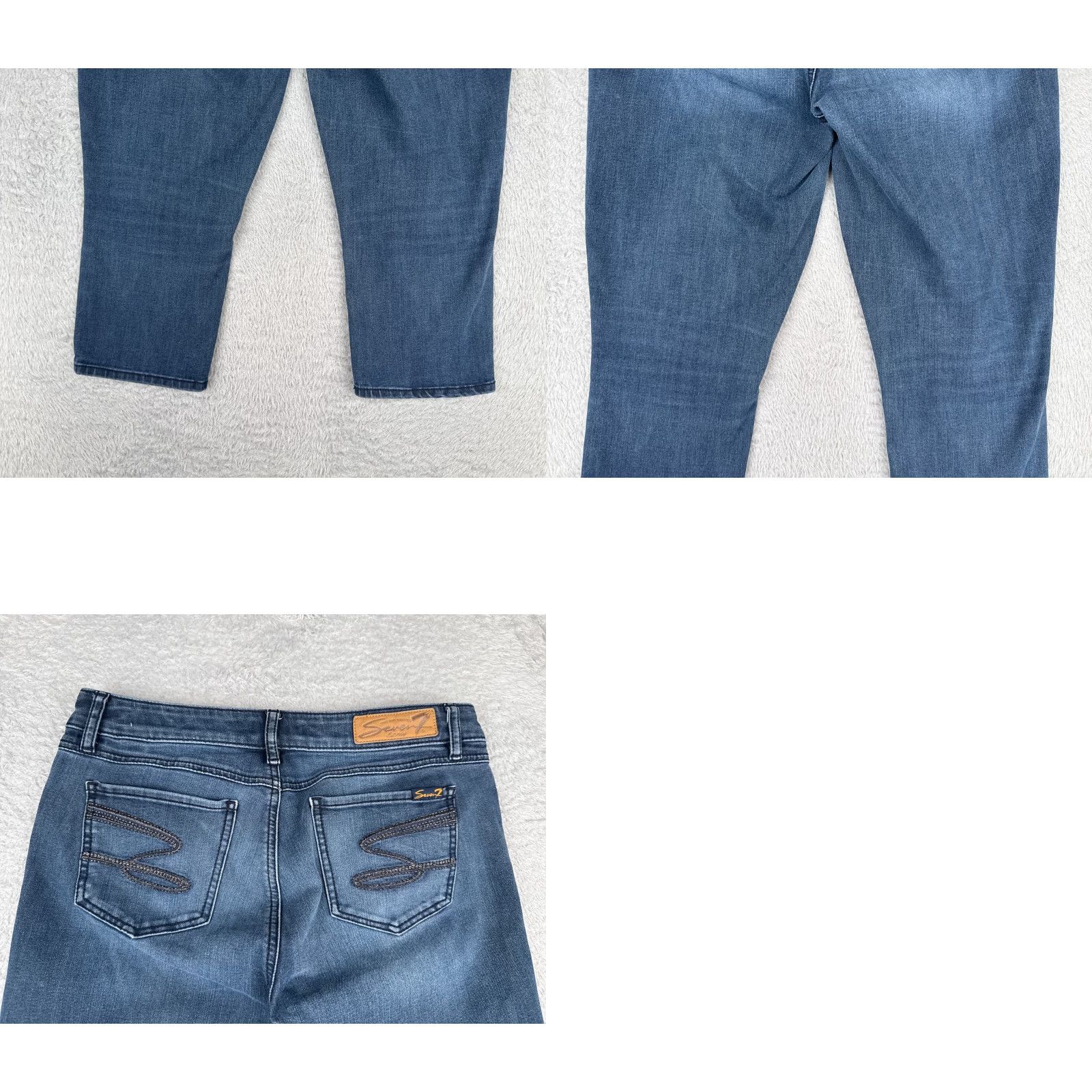 Vintage Seven7 Jeans Women Capri Skinny Mid Rise Blue Denim 31 Inseam 20 Cotton Blend 10 Size 32" / US 10 / IT 46 - 10 Thumbnail