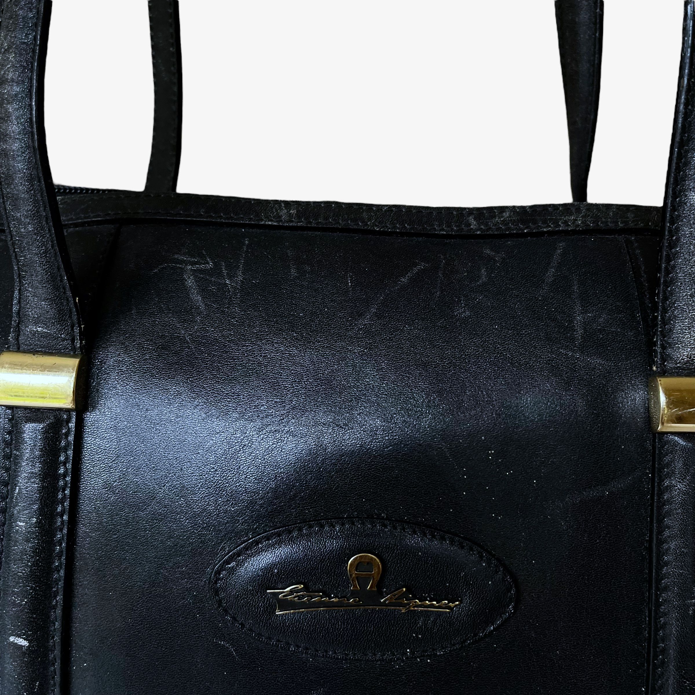 Etienne Aigner Vintage 90s Etienne Aigner Black Leather Handbag Size ONE SIZE - 4 Thumbnail