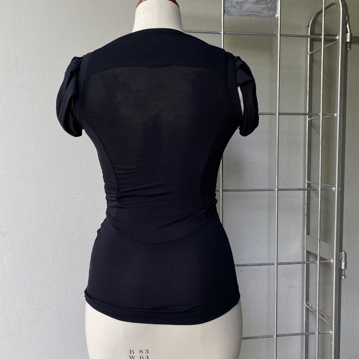 Just Cavalli Just Cavalli Black Draped Top with Braided Belt Detail Size XS / US 0-2 / IT 36-38 - 3 Thumbnail