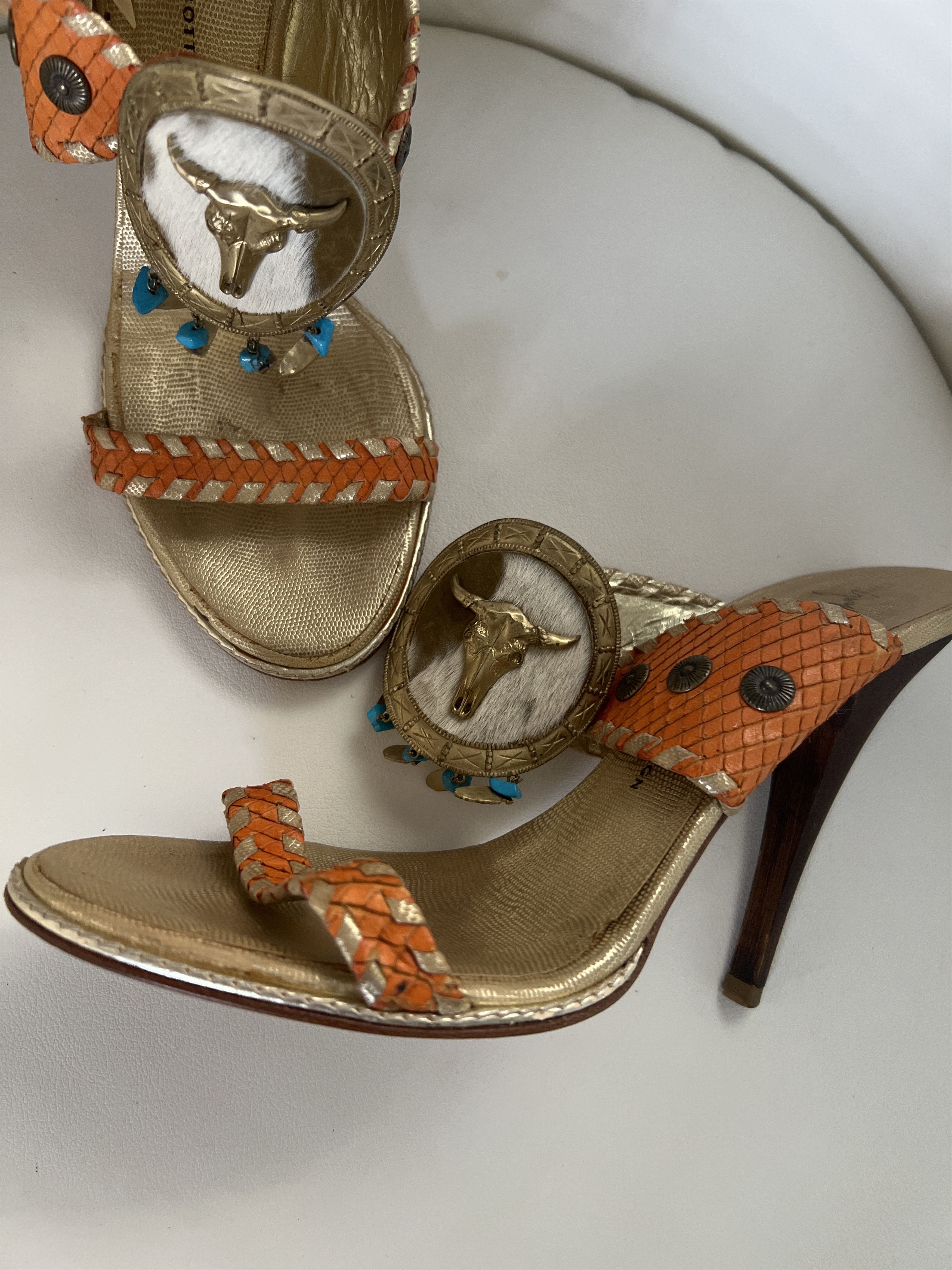 Giuseppe Zanotti Giuseppe Zanotti Python Cowhide Sandals Size US 7 / IT 37 - 1 Thumbnail