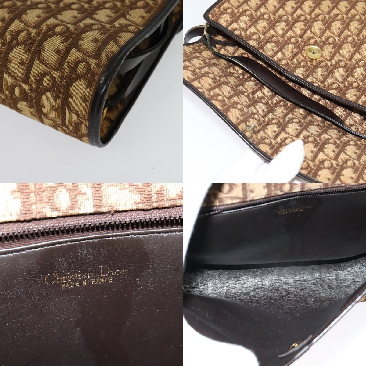 Dior DIOR Trotter Canvas Shoulder Bag Brown Gold Size ONE SIZE - 11 Thumbnail