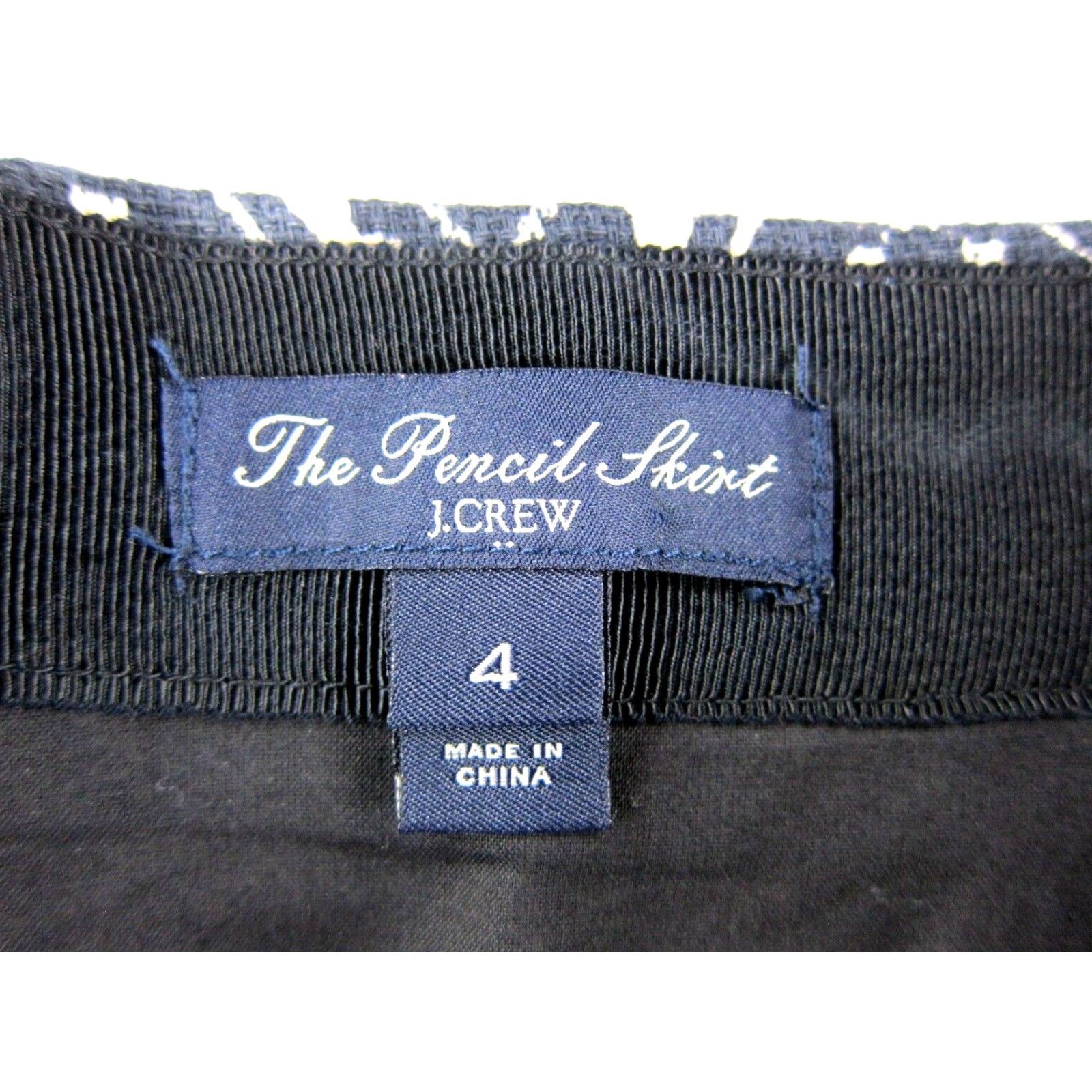 J.Crew J. Crew Black Ivory Chevron 100% Cotton Straight Pencil Work Skirt Women 4 Size 27" / US 4 / IT 40 - 3 Thumbnail