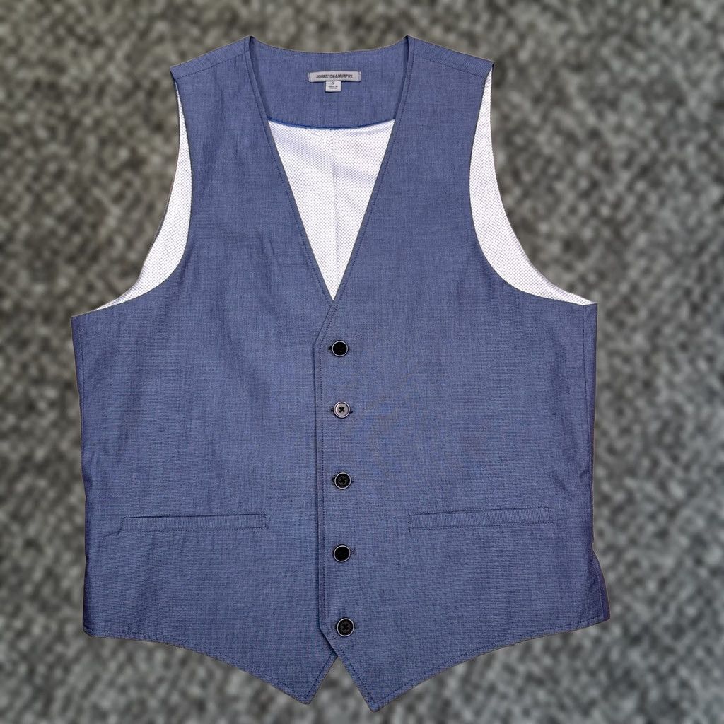 Johnston & Murphy Johnston & Murphy Vest Mens Small Blue Lapel Suit Vest Size 36R - 1 Thumbnail