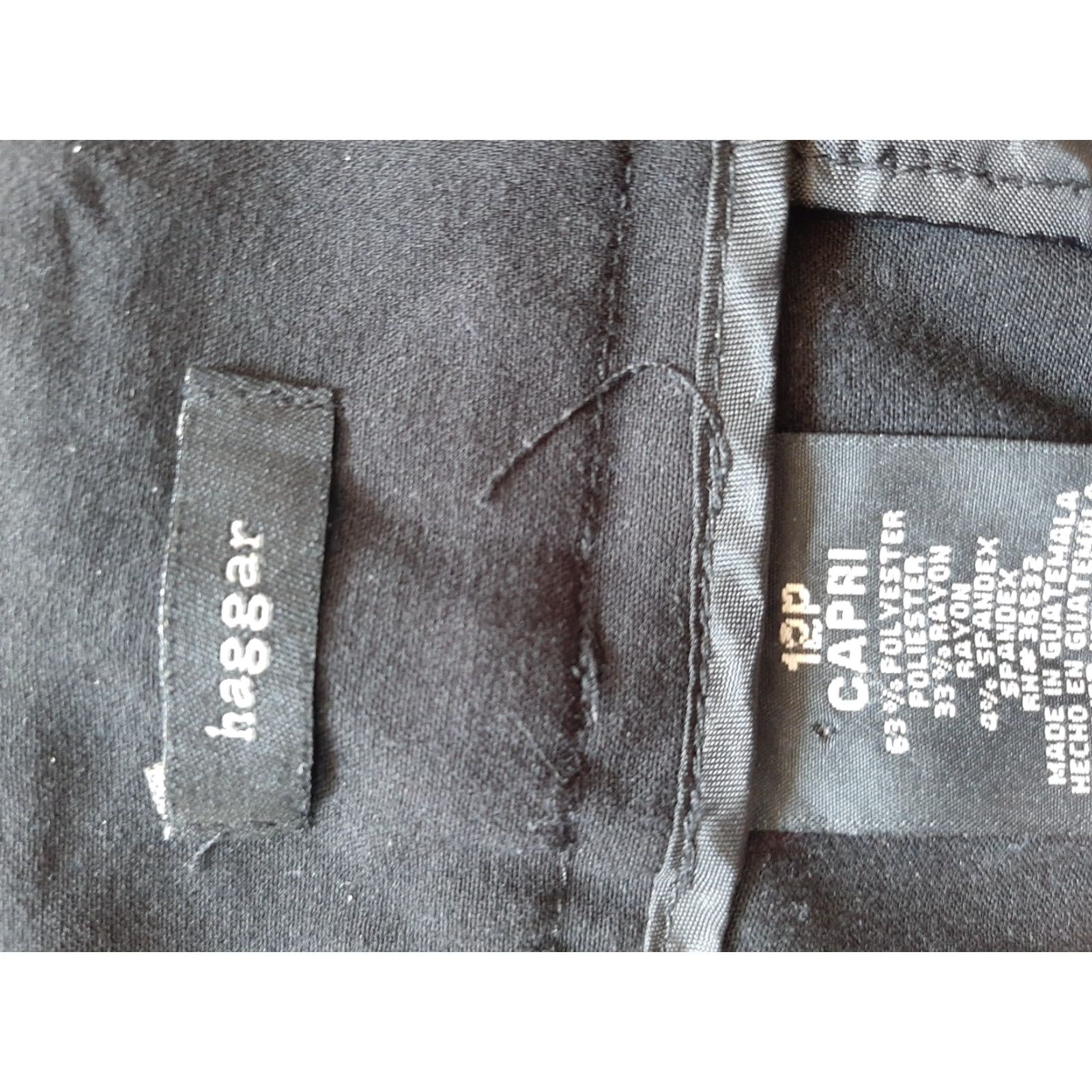 Haggar HAGGAR Pants Capris Women 12P Petite Black Polyester Microfiber Zipper Pockets Straight Vintage N/A Size 34" / US 12 / IT 48 - 4 Thumbnail
