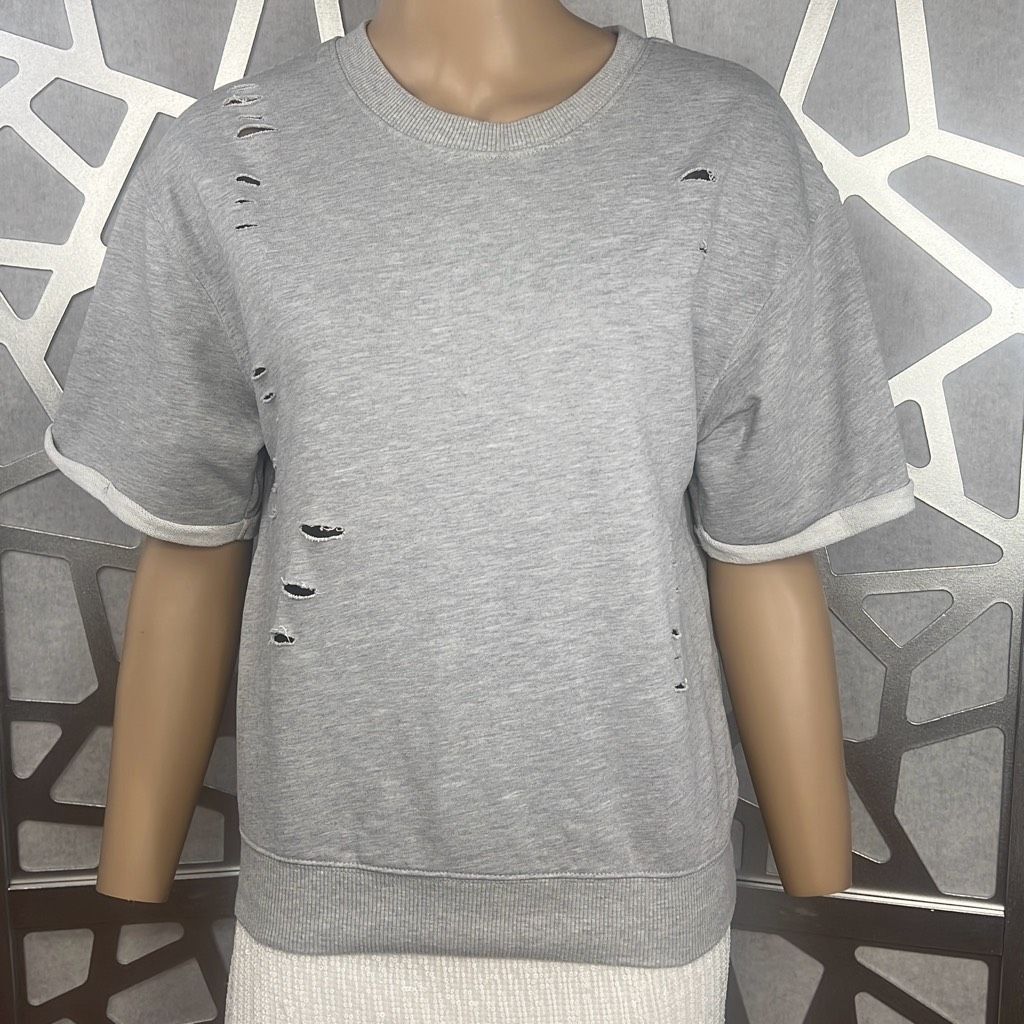 Other Honey Punch Distressed Short Sleeves Gray Sweat Shirt S Size S / US 4 / IT 40 - 1 Thumbnail