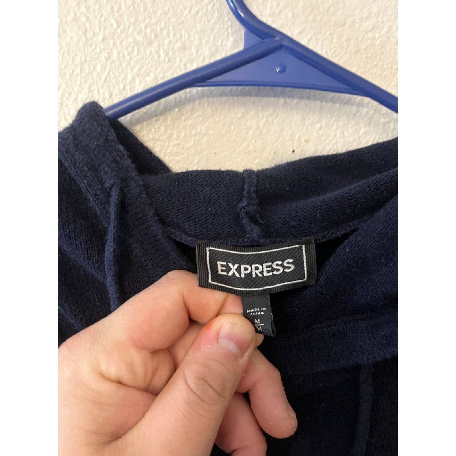 Express Express Hoodie Mens Medium Blue Gray Colorblock Long Sleeve Pullover Size M / US 6-8 / IT 42-44 - 2 Thumbnail