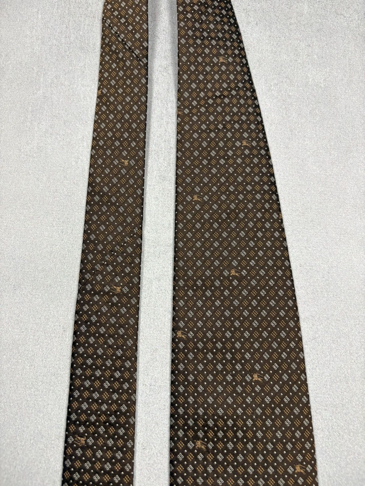 Burberry Burberry London Brown Silk Tie Monogram Pattern Vintage Size ONE SIZE - 4 Thumbnail