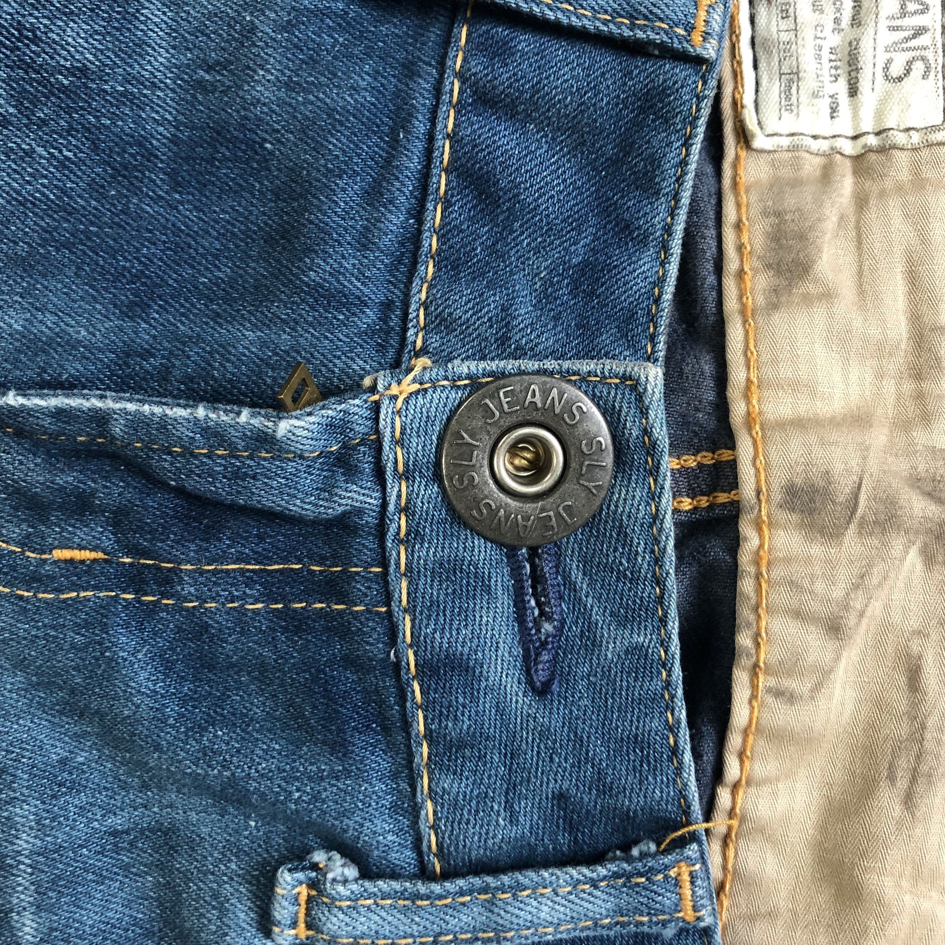 Japanese Brand TRASHED🔥 SLY JEANS COME ON IN LOW RISE DENIM PANT #7283-125 Size 31" - 4 Thumbnail