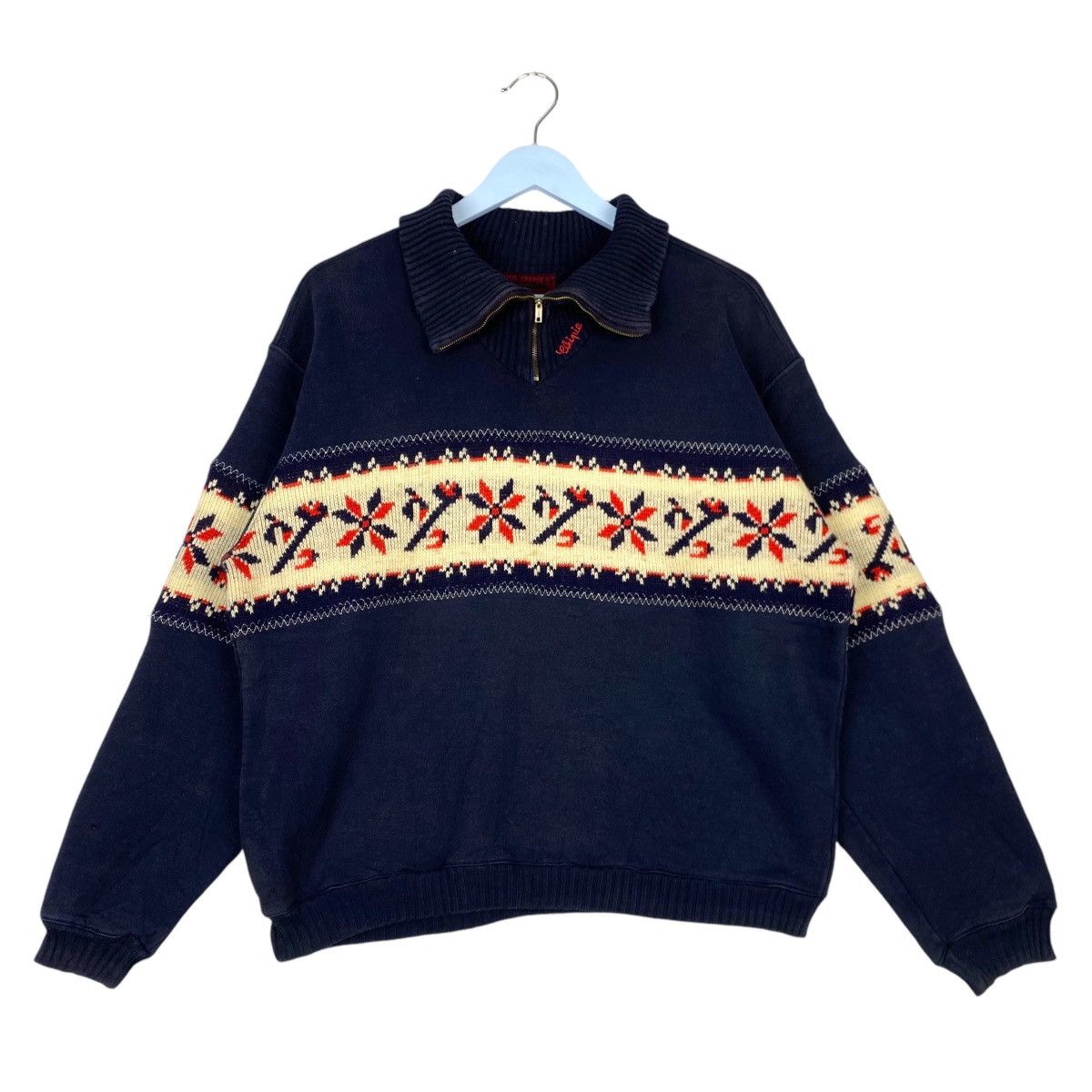 Vintage Vintage Chipe Stories Embroidered Quater Zip Sweatshirt Size US M / EU 48-50 / 2 - 1 Thumbnail