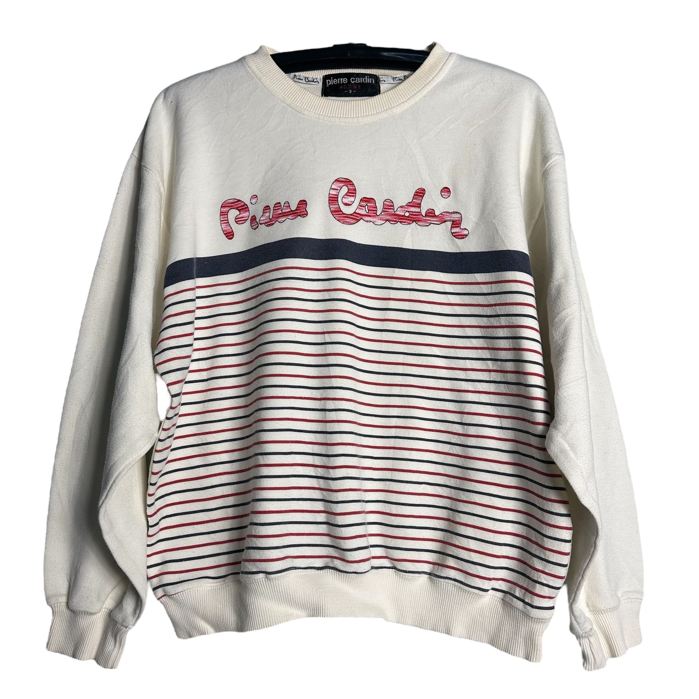 Pierre Cardin × Vintage 🔥RARE🔥Vintage Pierre Cardin Striped Spell Out Sweatshirt Size US L / EU 52-54 / 3 - 1 Thumbnail