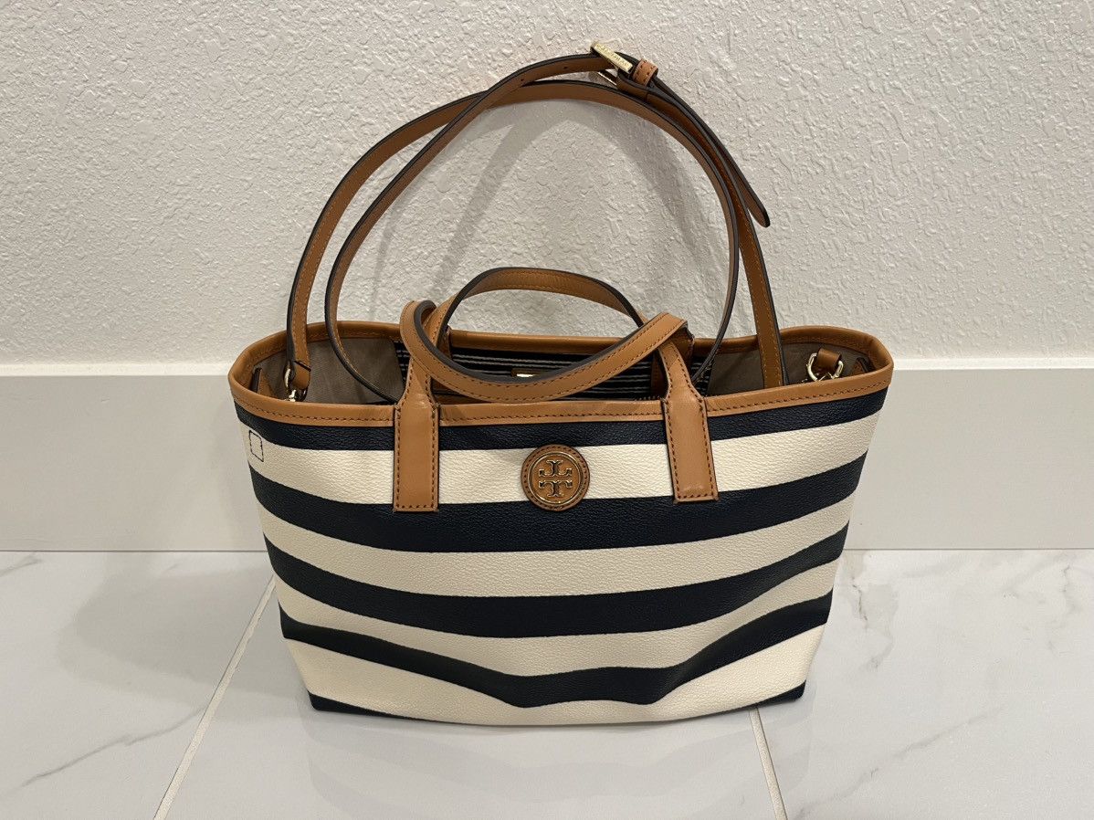 Tory Burch Tory Burch Kerrington Tote Navy/White Stripe Size ONE SIZE - 1 Thumbnail