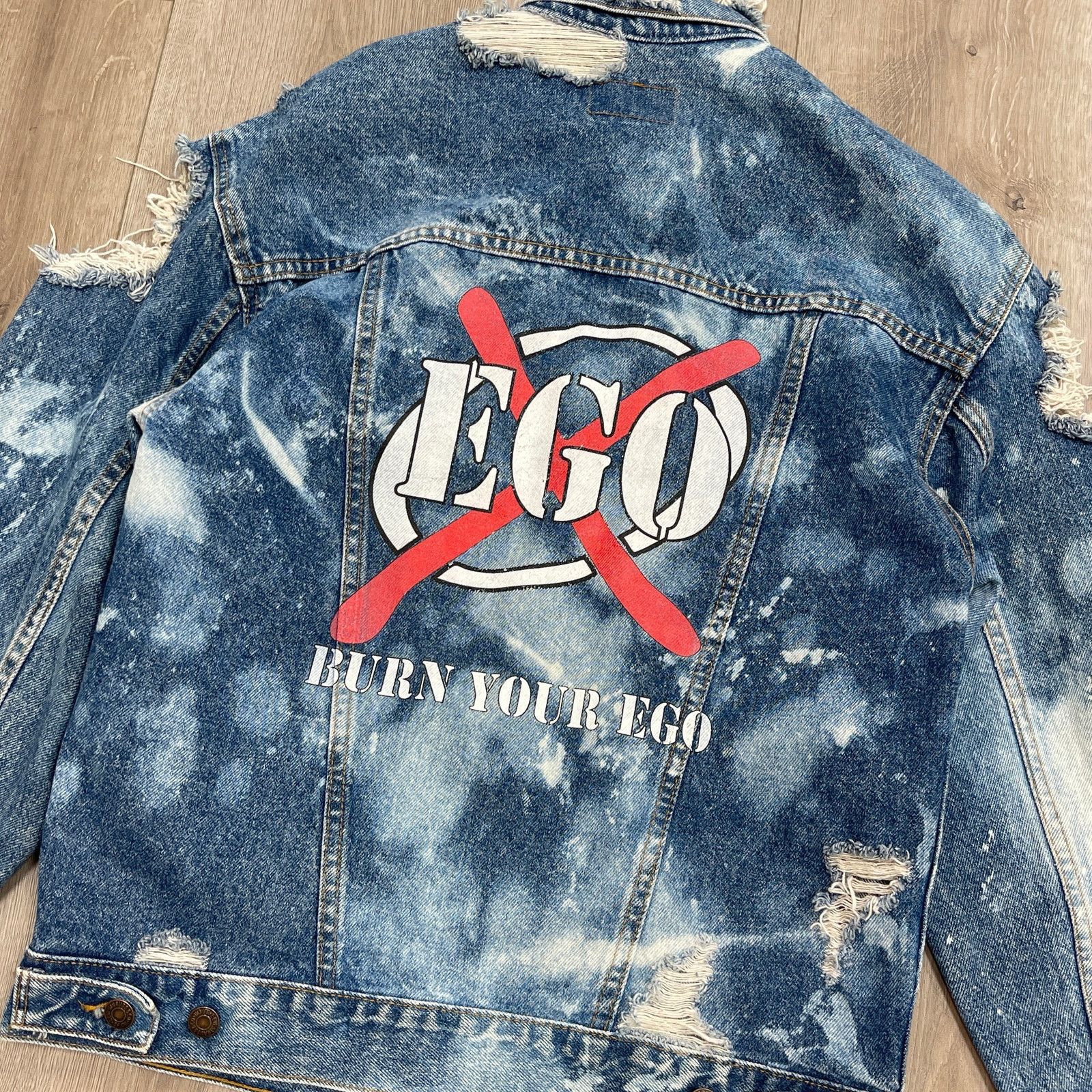 Vintage Vintage 90s Distressed Bleached Burn Your Ego Jacket size XL Size US XL / EU 56 / 4 - 7 Thumbnail