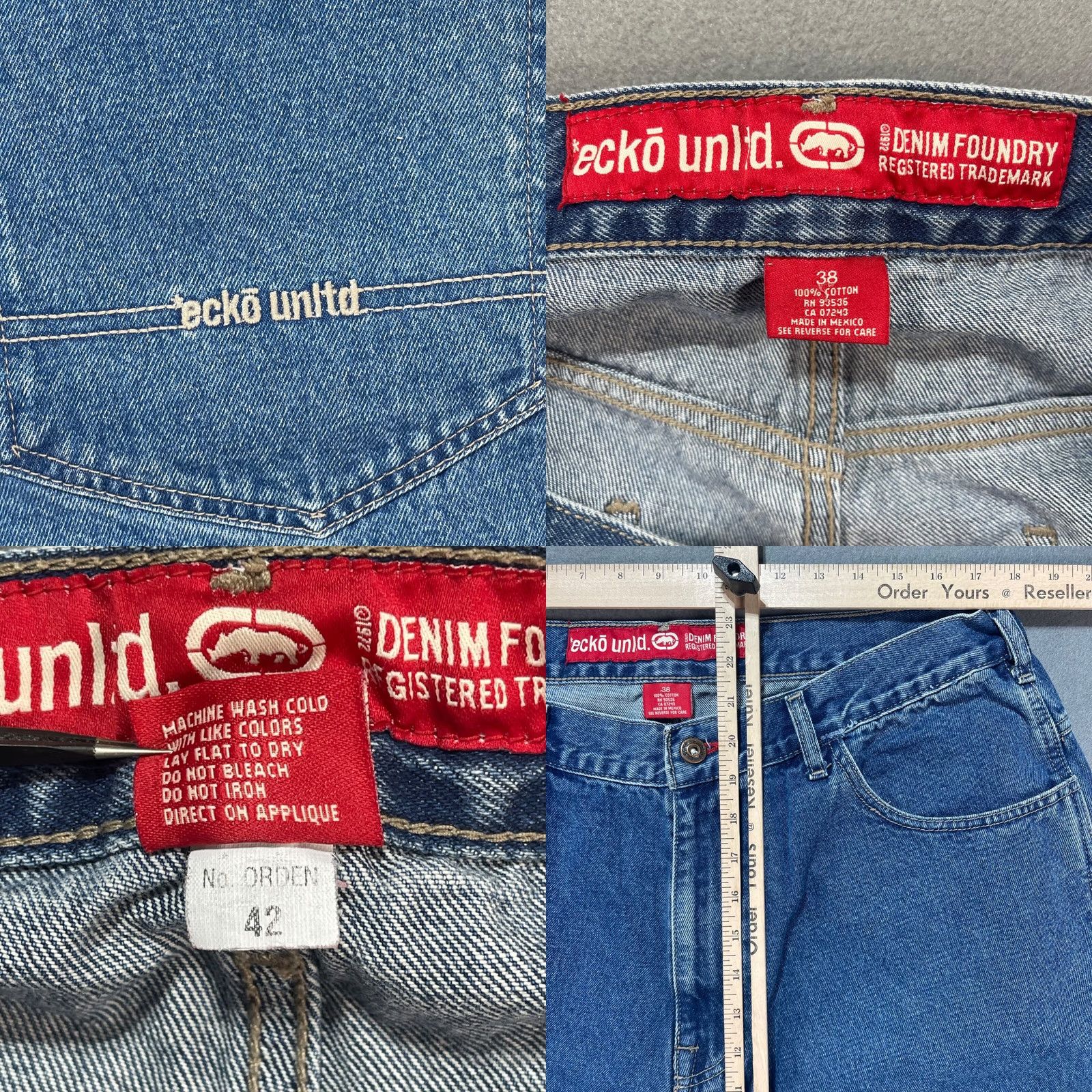 Vintage VINTAGE Echo Denim Jeans 38 31 100% Cotton Baggy Foundry DENIM Blue Mens Jeans 5-Pocket 90s Hip Hop Retro Size US 38 / EU 54 - 8 Thumbnail