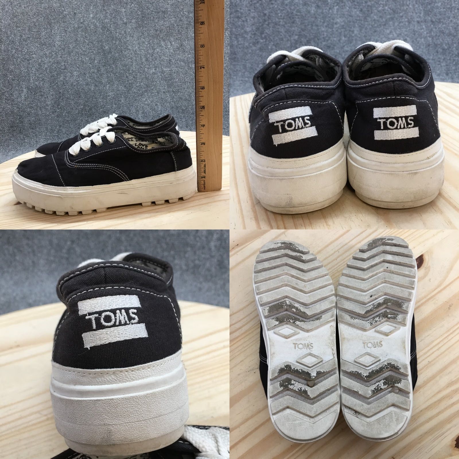 Toms TOMS Sneaker Women 8 Black Cordones Lace Up Platform Casual Comfort Size US 8 / IT 38 - 8 Thumbnail