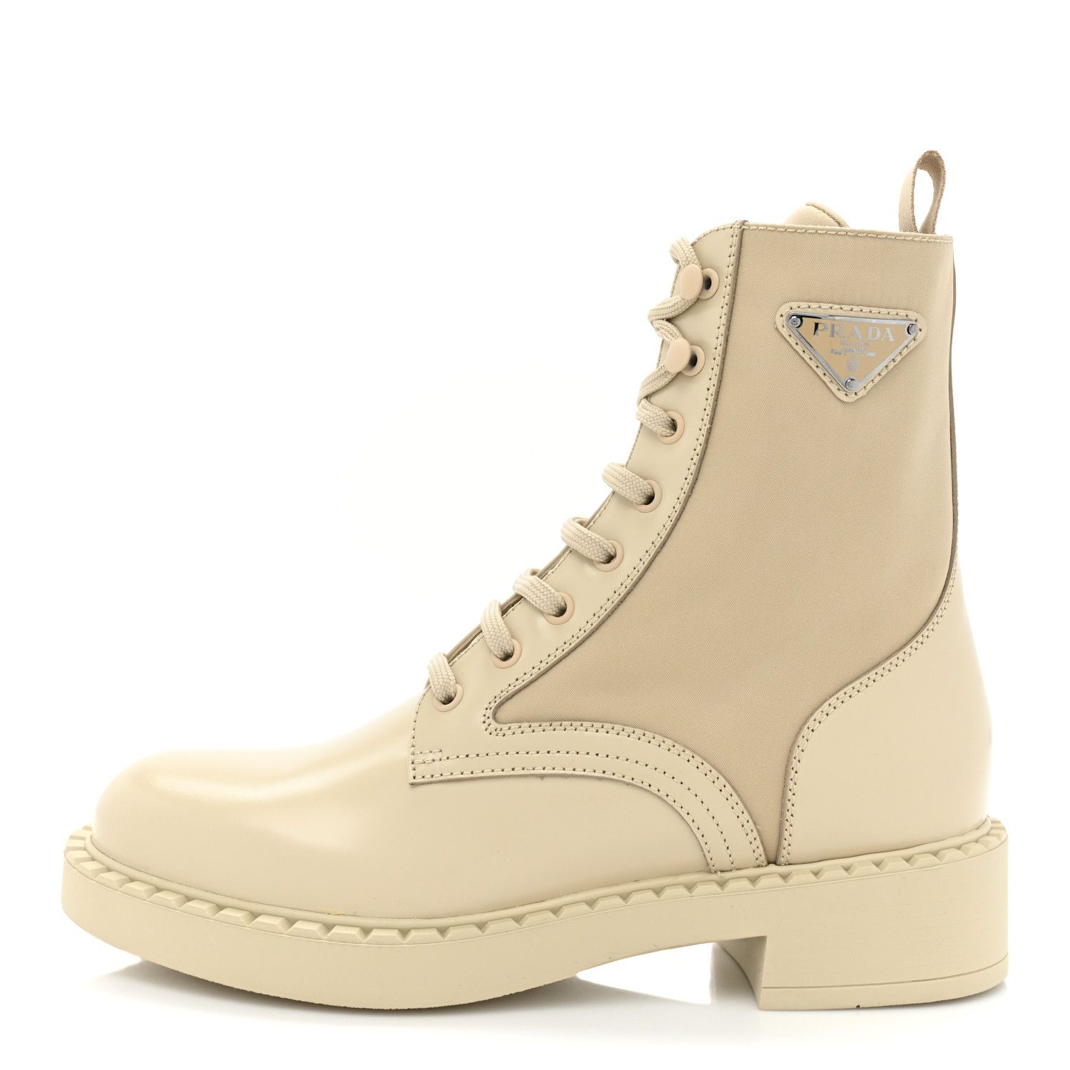 Prada Re-Nylon Triangle Logo Lace Up Boots Size US 7 / IT 37 - 1 Thumbnail