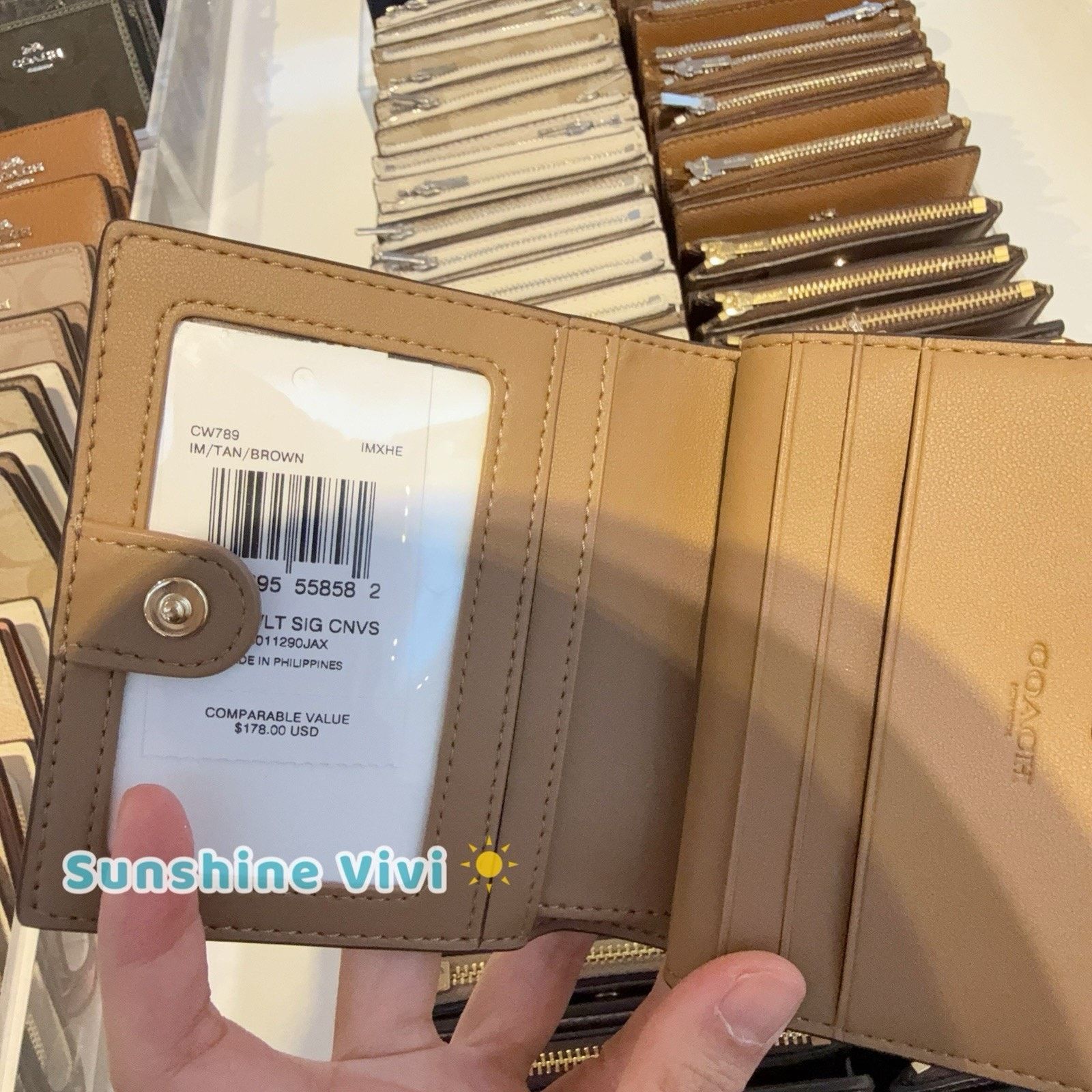 Coach NWT Coach Snap Wallet CW789 Signature Charm Gold/Tan/Brown Size ONE SIZE - 6 Thumbnail
