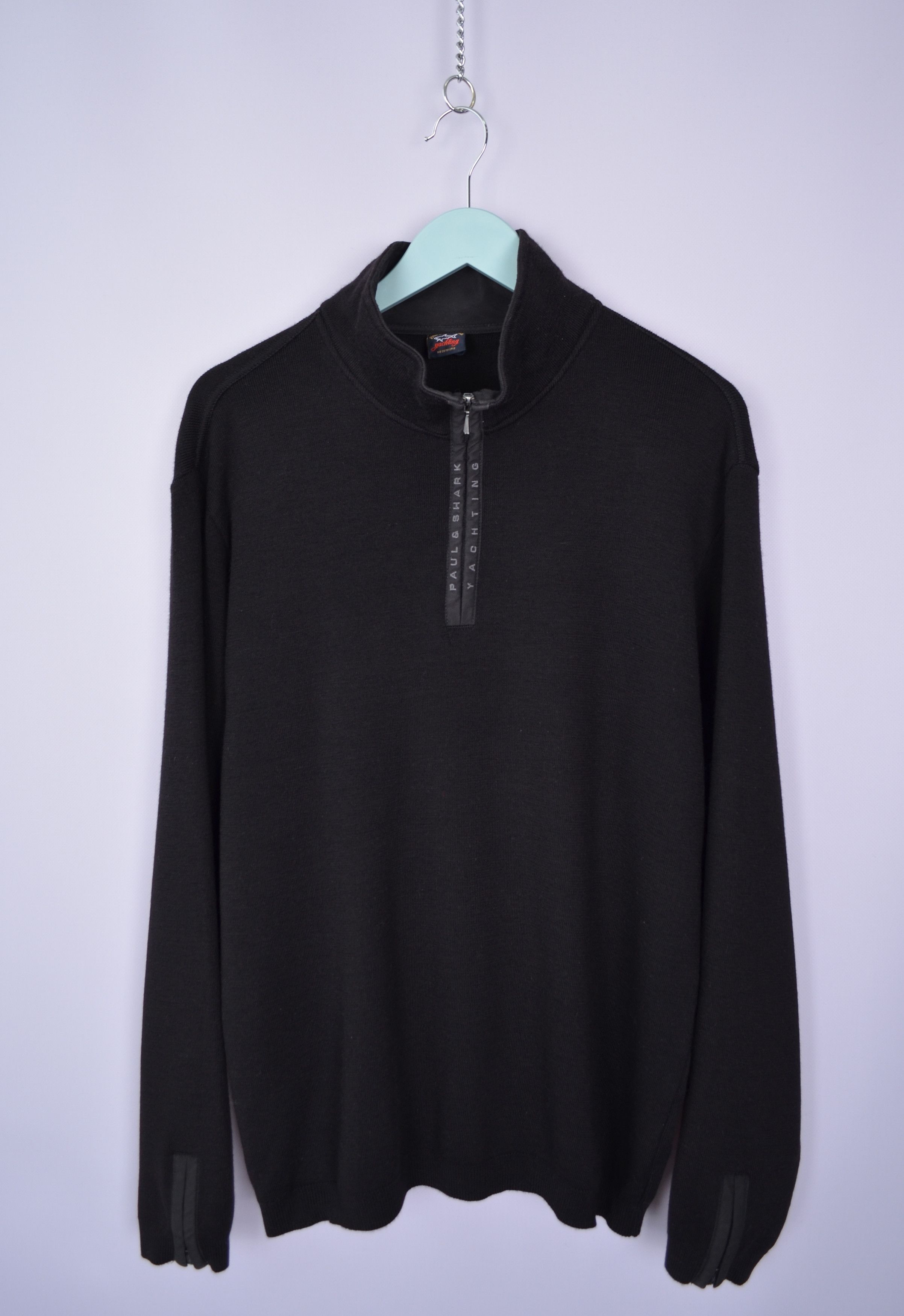 Designer × Paul & Shark Mens Paul & Shark 1/4 Zip Neck Wool Black Sweater Size L Size US L / EU 52-54 / 3 - 1 Thumbnail