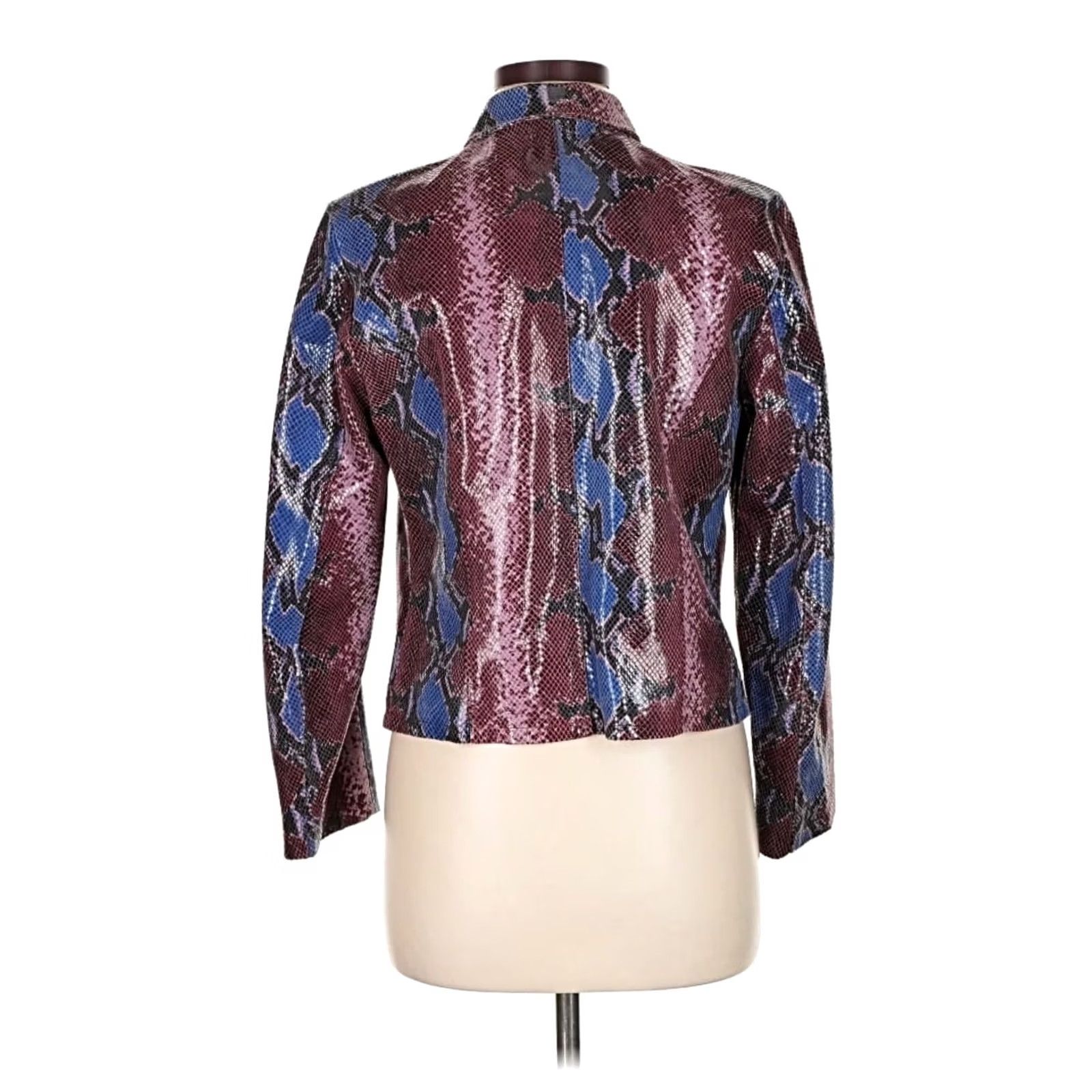 Vera Pelle Vera Pelle Snakeskin Leather Jacket Women M Multicolor Python Slim Short Zip Italy Made Size M / US 6-8 / IT 42-44 - 2 Thumbnail