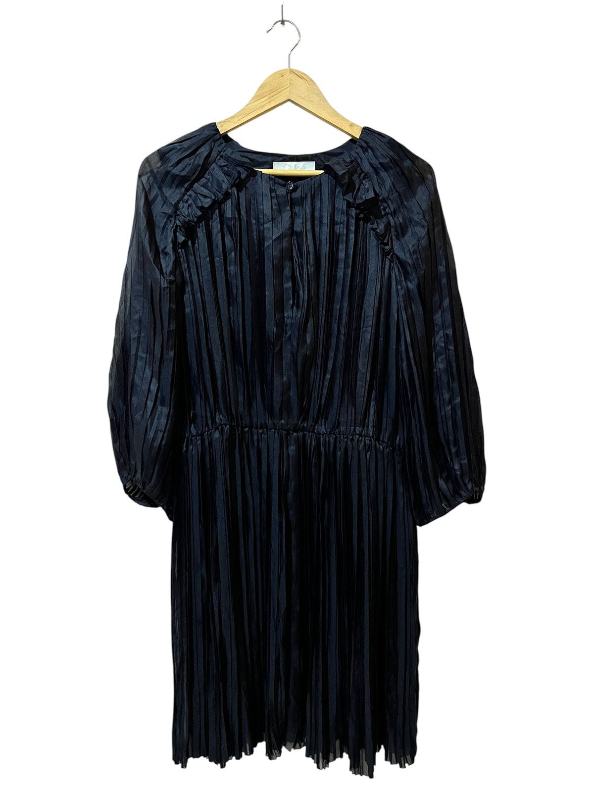 Chloe Chloè - Phoebe Philo - Pleated - Puff Sleeve - Midi Dress Size M / US 6-8 / IT 42-44 - 1 Thumbnail