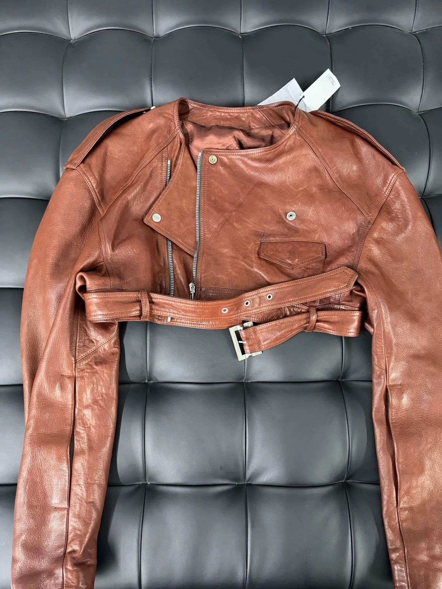 Rick Owens Rick Owens Burgundy Leather Biker Jacket Size S / US 4 / IT 40 - 1 Thumbnail
