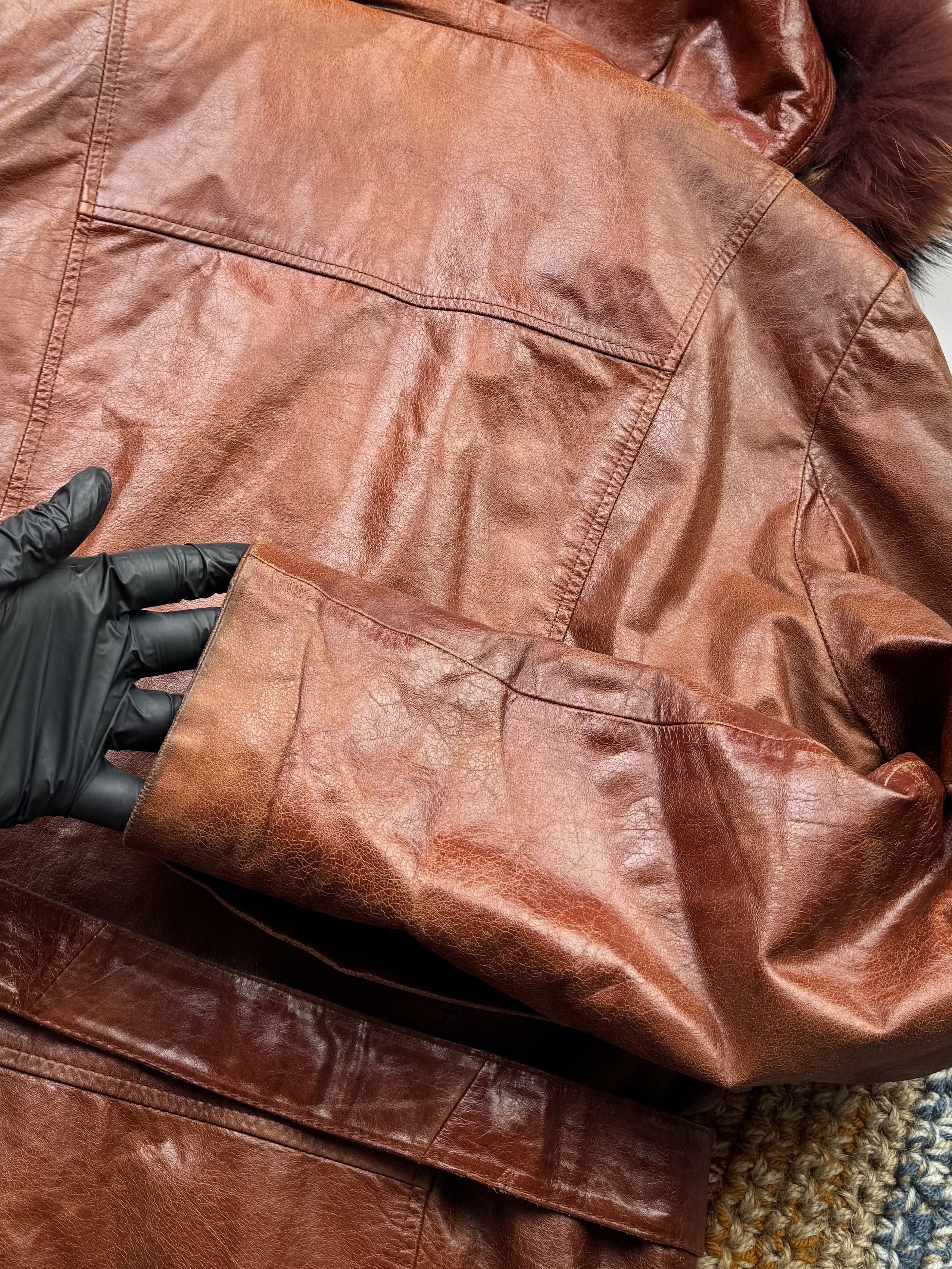 Vintage Vintage Hooded Leather Jacket (E4) Size US S / EU 44-46 / 1 - 14 Thumbnail
