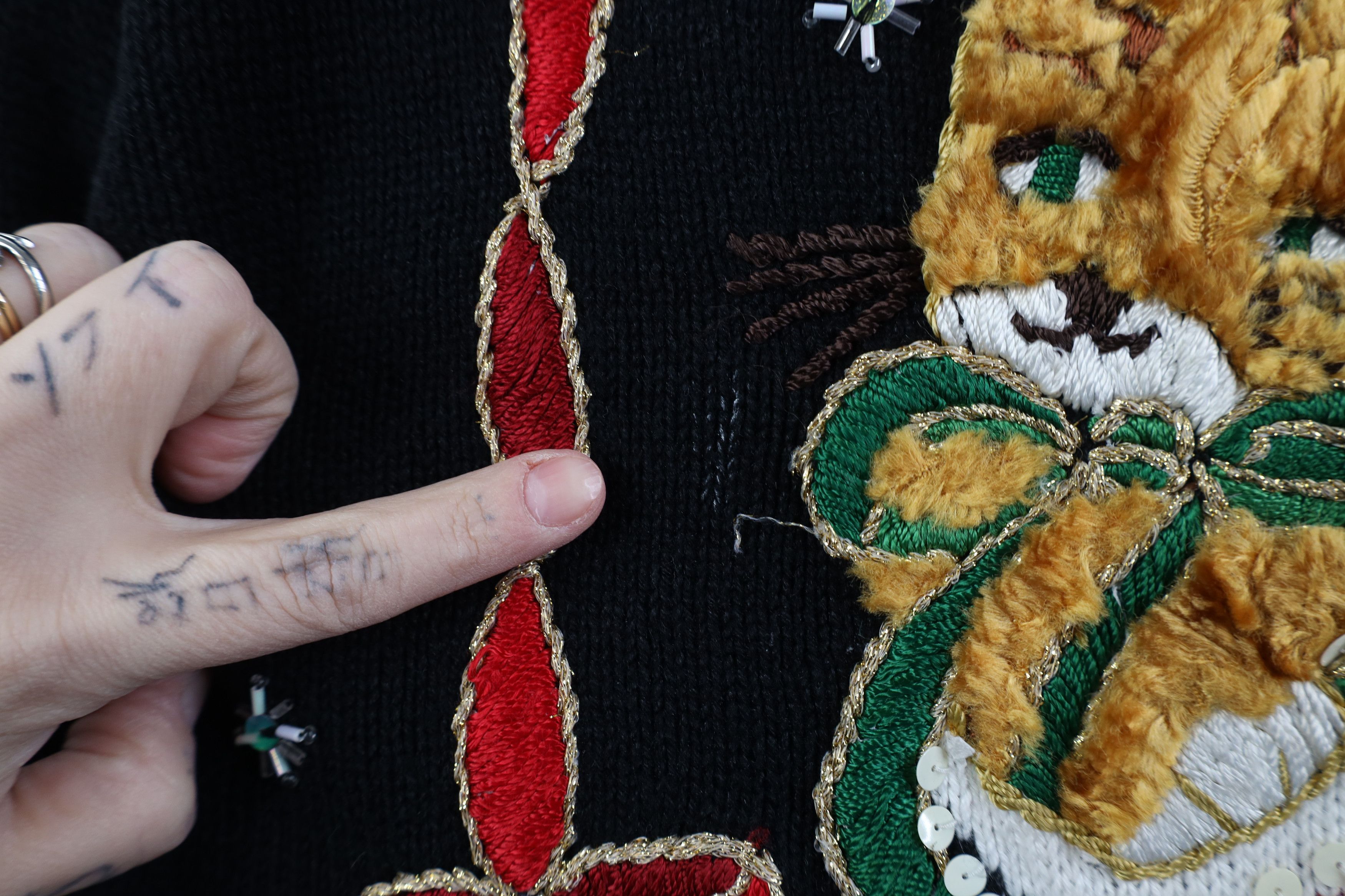 Vintage Vintage 90s Streetwear Stocking Cat Kitten Knit Sweater Size S / US 4 / IT 40 - 6 Thumbnail
