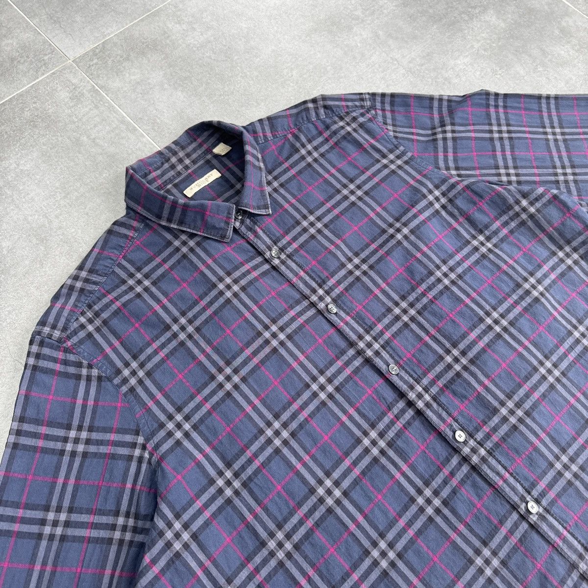 Burberry Burberry Brit Nova Check Blue Button Shirt Long Sleeve Size US XL / EU 56 / 4 - 6 Thumbnail