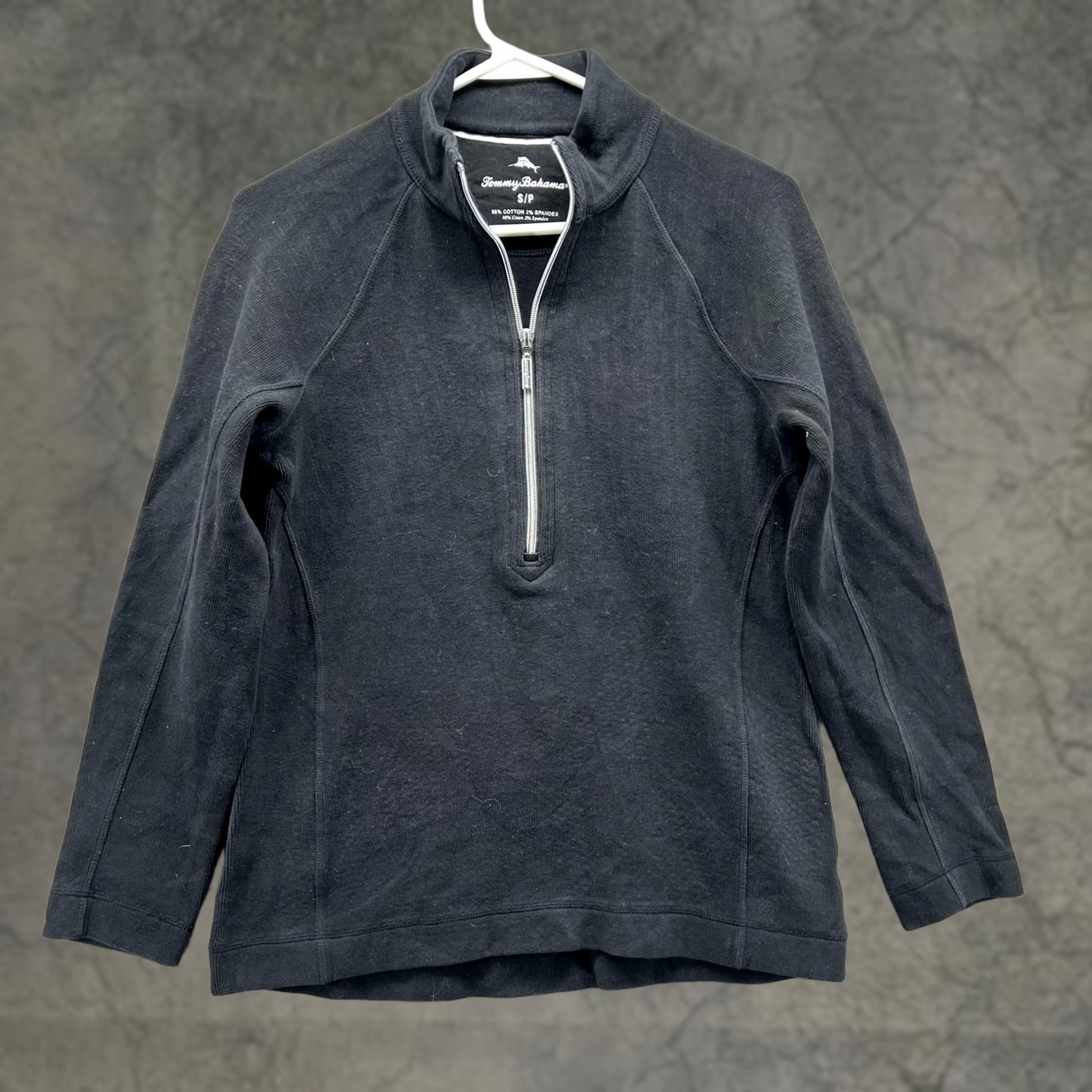 Tommy Bahama VINTAGE Tommy Bahama Sweater Womens Small Black Half Zip Pullover Cotton Blend Top Size S / US 4 / IT 40 - 1 Thumbnail