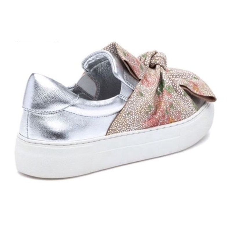 J/Slides J SLIDES Women's Silver Leather Sneakers Loafer | Size 10 Size US 10 / IT 40 - 4 Thumbnail