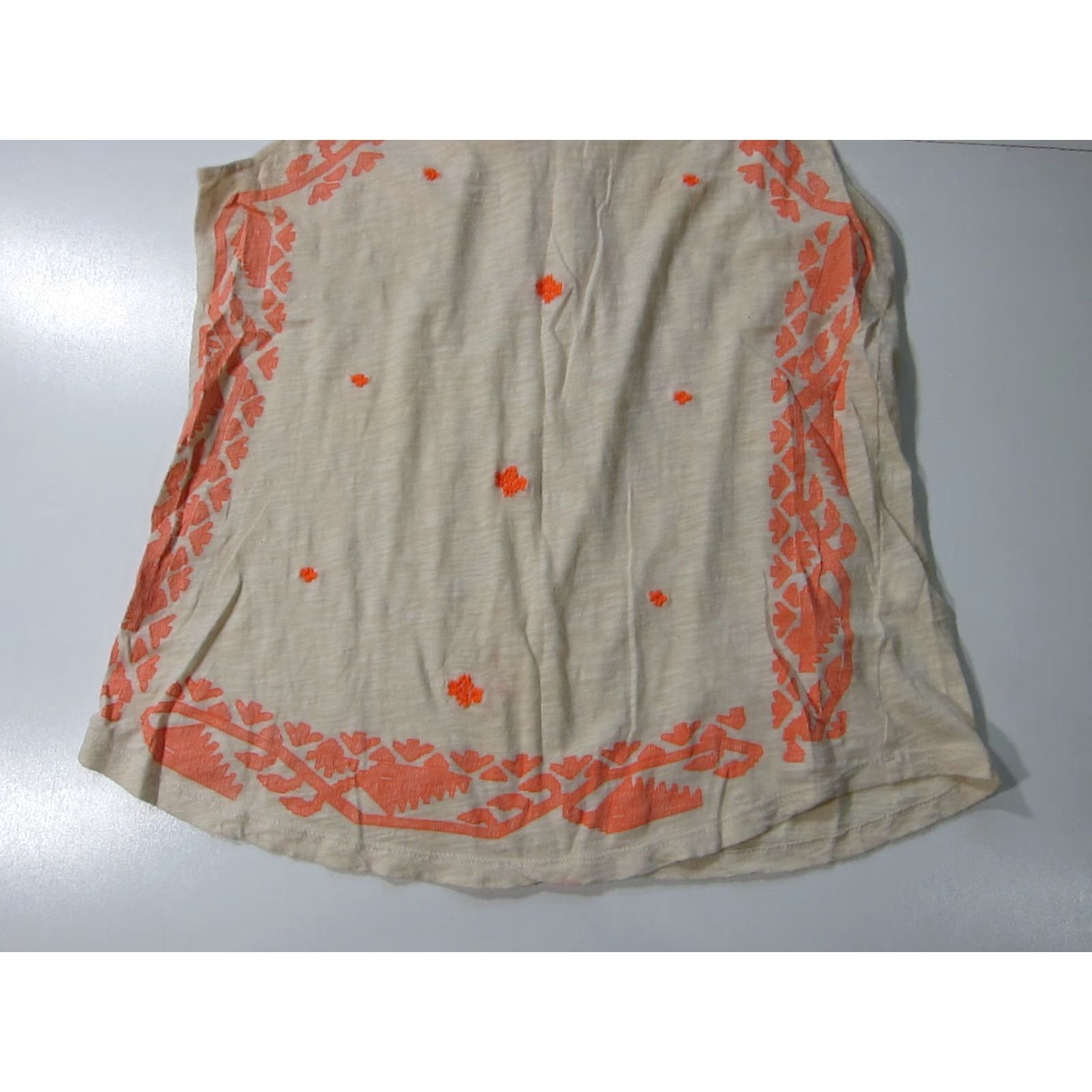 Lucky Brand Lucky Brand 100% Cotton Embroidered Orange Sleeveless Tank Blouse Medium Women Shirt V-Neck Size M / US 6-8 / IT 42-44 - 6 Thumbnail
