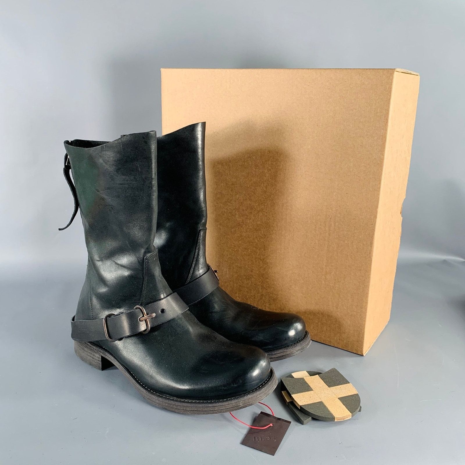 Ma+ M.A+ Size 11 Black Leather Horsehide Buckle Boots Size US 11 / IT 41 - 8 Thumbnail
