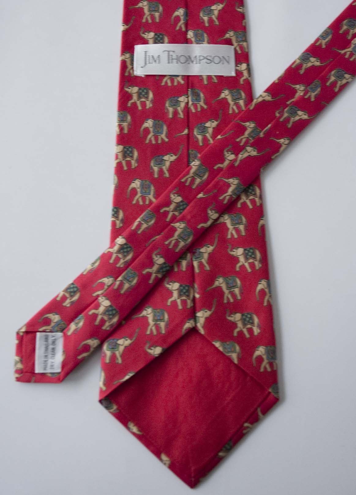 Jim Thompson Jim Thompson Elephant Print Design Tie Silk Size ONE SIZE - 2 Thumbnail