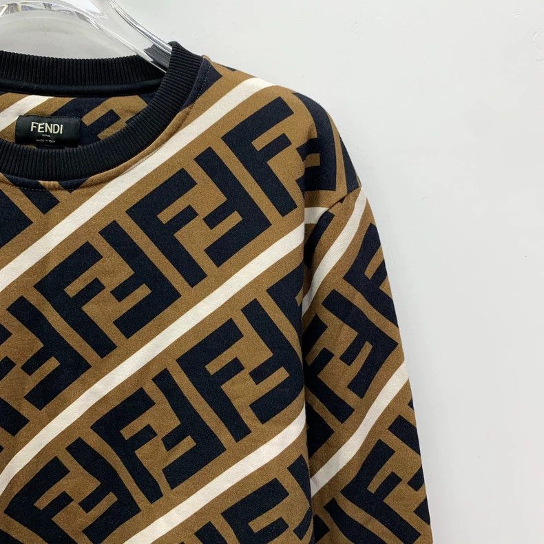 Fendi FENDI Dark Brown Striped Logo Letter Printed Cotton Crew N Size M / US 6-8 / IT 42-44 - 3 Thumbnail