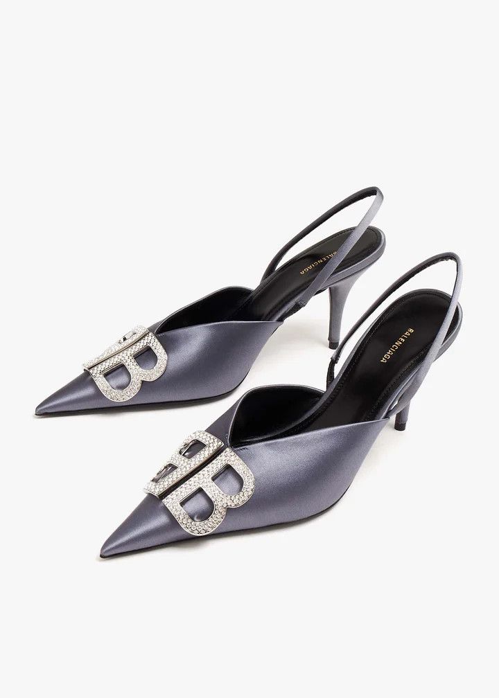Balenciaga o1w1db10526 Kinfe BB Slingback 80mm Pumps in Grey Size US 7 / IT 37 - 4 Thumbnail