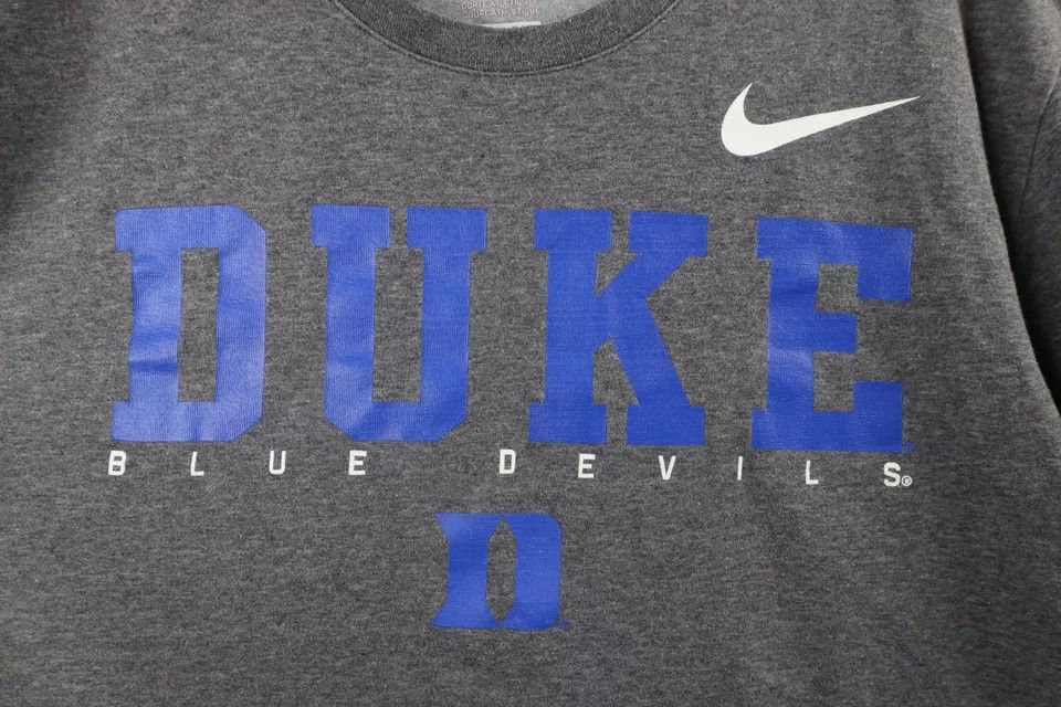 Nike × Vintage Nike Cut Spell Out Duke University Blue Devils T-Shirt Gray Size US L / EU 52-54 / 3 - 4 Thumbnail