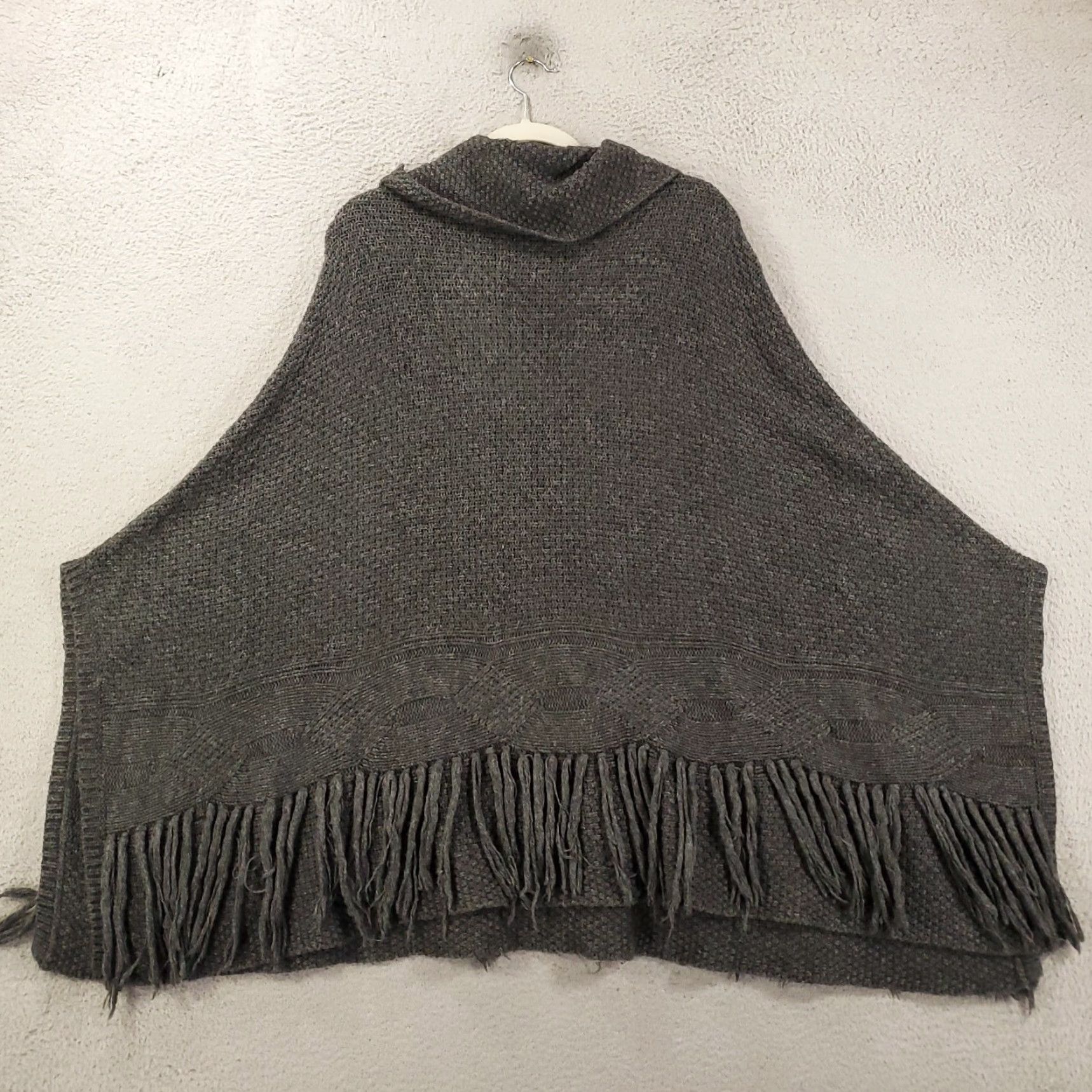 Coldwater Creek Coldwater Creek Sweater Womens One Size Gray Wool Blend Fringe Hem Cape Size ONE SIZE - 7 Thumbnail