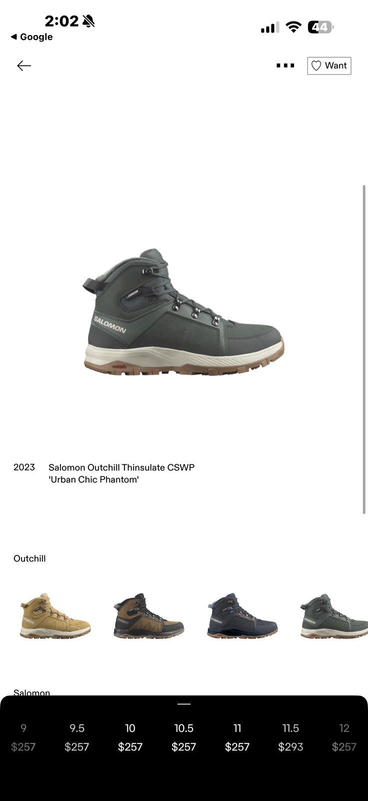 Salomon Outchill Thinsulate Waterpoof Shoe Size US 10.5 / EU 43-44 - 11 Thumbnail