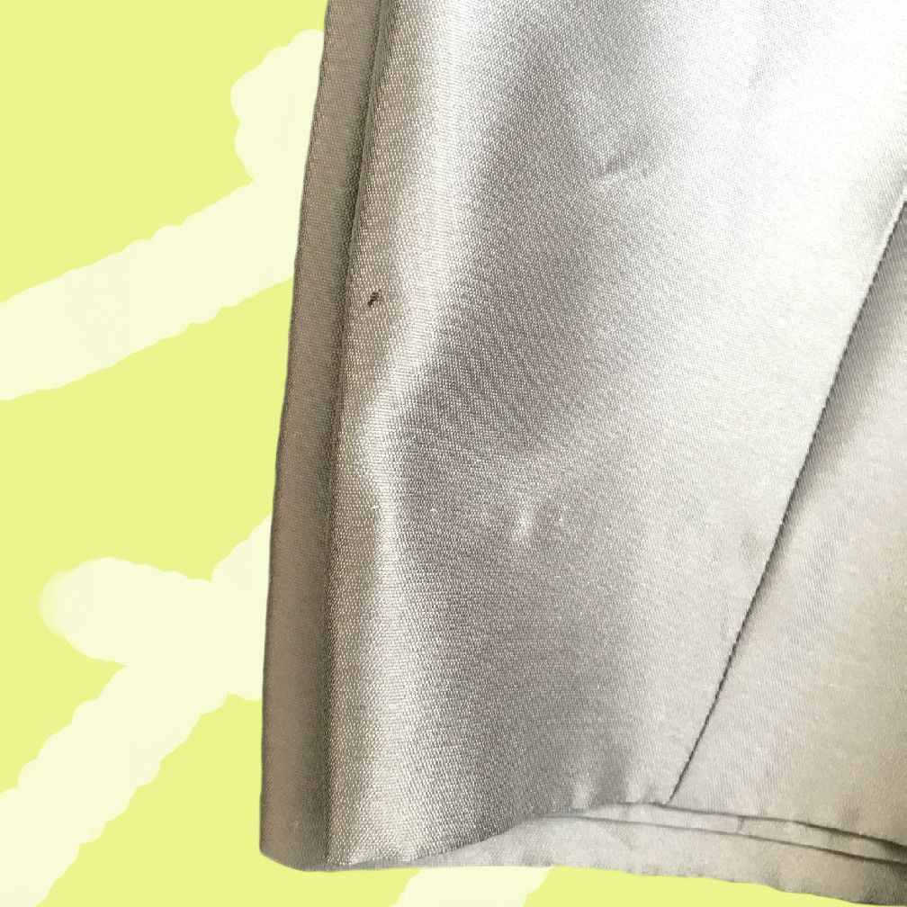 Giorgio Armani Silver Silk Satin Straight Leg Trousers Y2K Minimalist Size 34" / US 12 / IT 48 - 4 Thumbnail