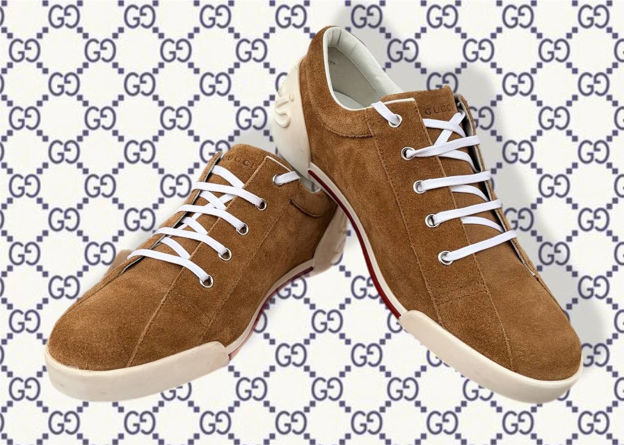 Gucci Gucci Script Logo Shoes Men's Size 41 Brown Suede Sneakers Size US 8 / EU 41 - 5 Thumbnail