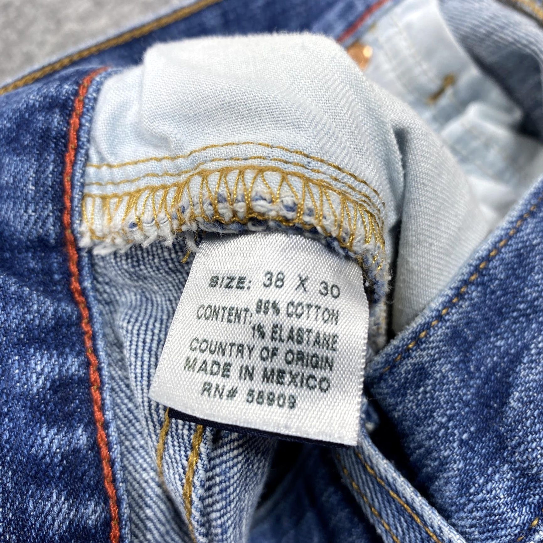 Vintage LEMIEUX Jeans Mens 38x27 Blue Relaxed Straight Light Wash Denim Stretch Jeans Size US 38 / EU 54 - 4 Thumbnail