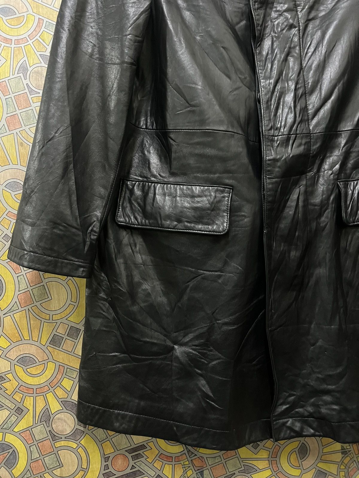 Japanese Brand × Leather VISARUNO Leather Balmac Coat Spring Trench Long Coat Luxury Size US M / EU 48-50 / 2 - 16 Thumbnail