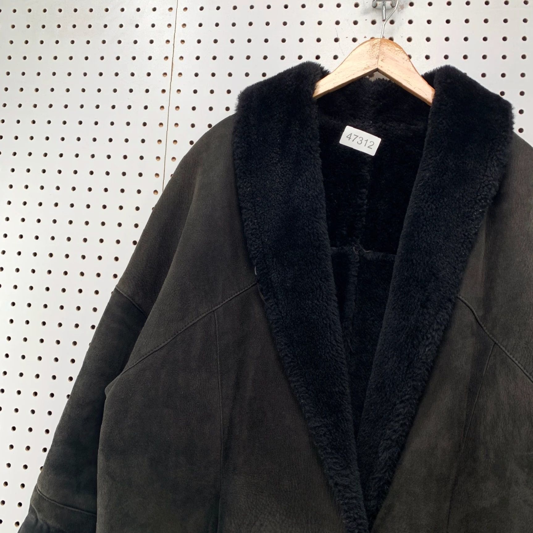 Vintage VINTAGE Steve By Searle Suede Coat Womens L Black Faux Fur Liner Shearling Overcoat Mid-Length Long Sleeve Winter Size L / US 10 / IT 46 - 6 Thumbnail