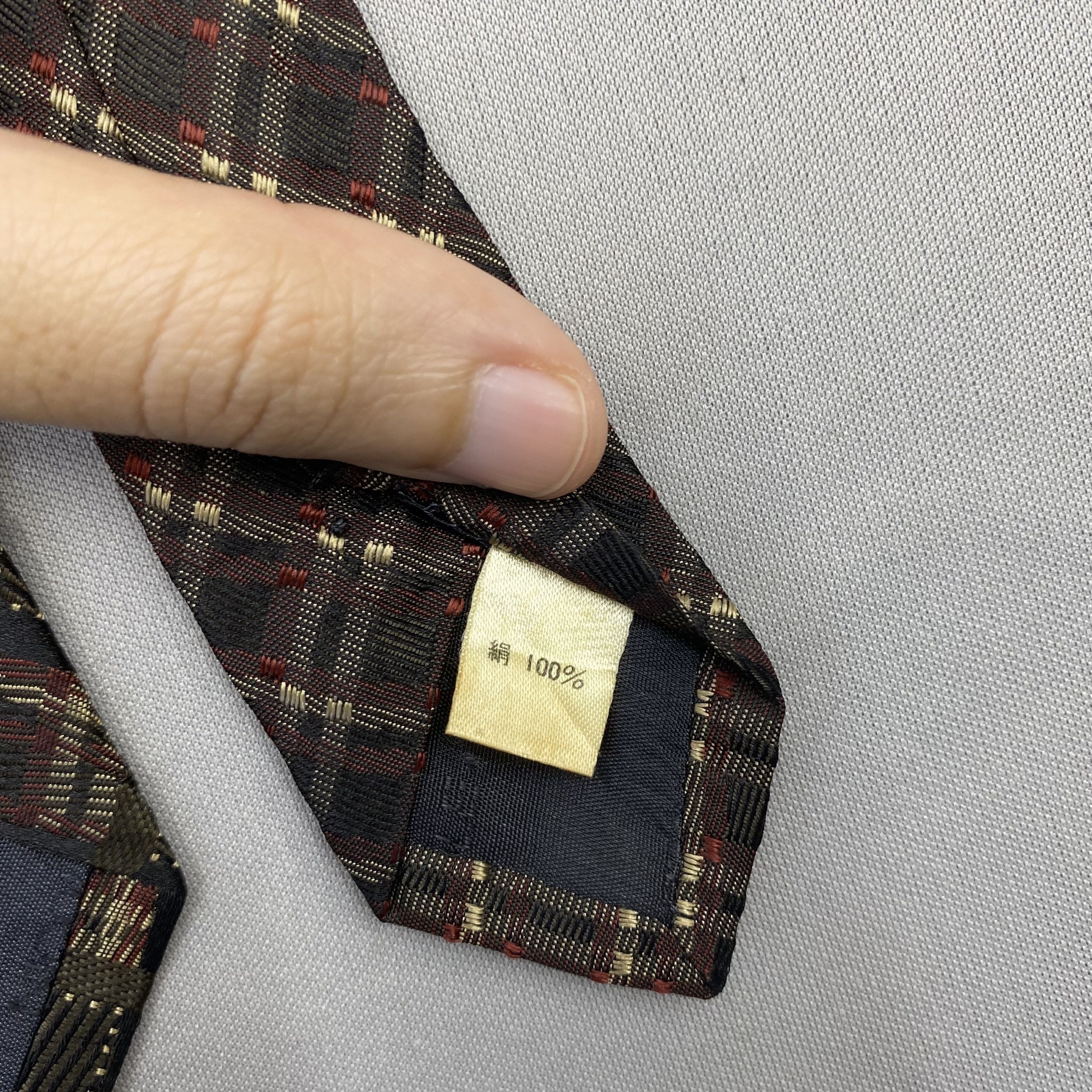 Japanese Brand Vintage Nicole SILK Necktie Cravate Check Pure Silk Size ONE SIZE - 7 Thumbnail
