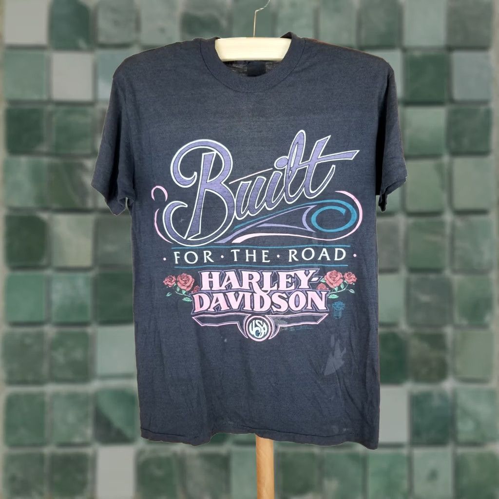 Harley Davidson VINTAGE HARLEY DAVIDSON T-SHIRT Built For The Road 50/50 Paper Thin SZ M Black Mens Shirt Size US M / EU 48-50 / 2 - 1 Thumbnail