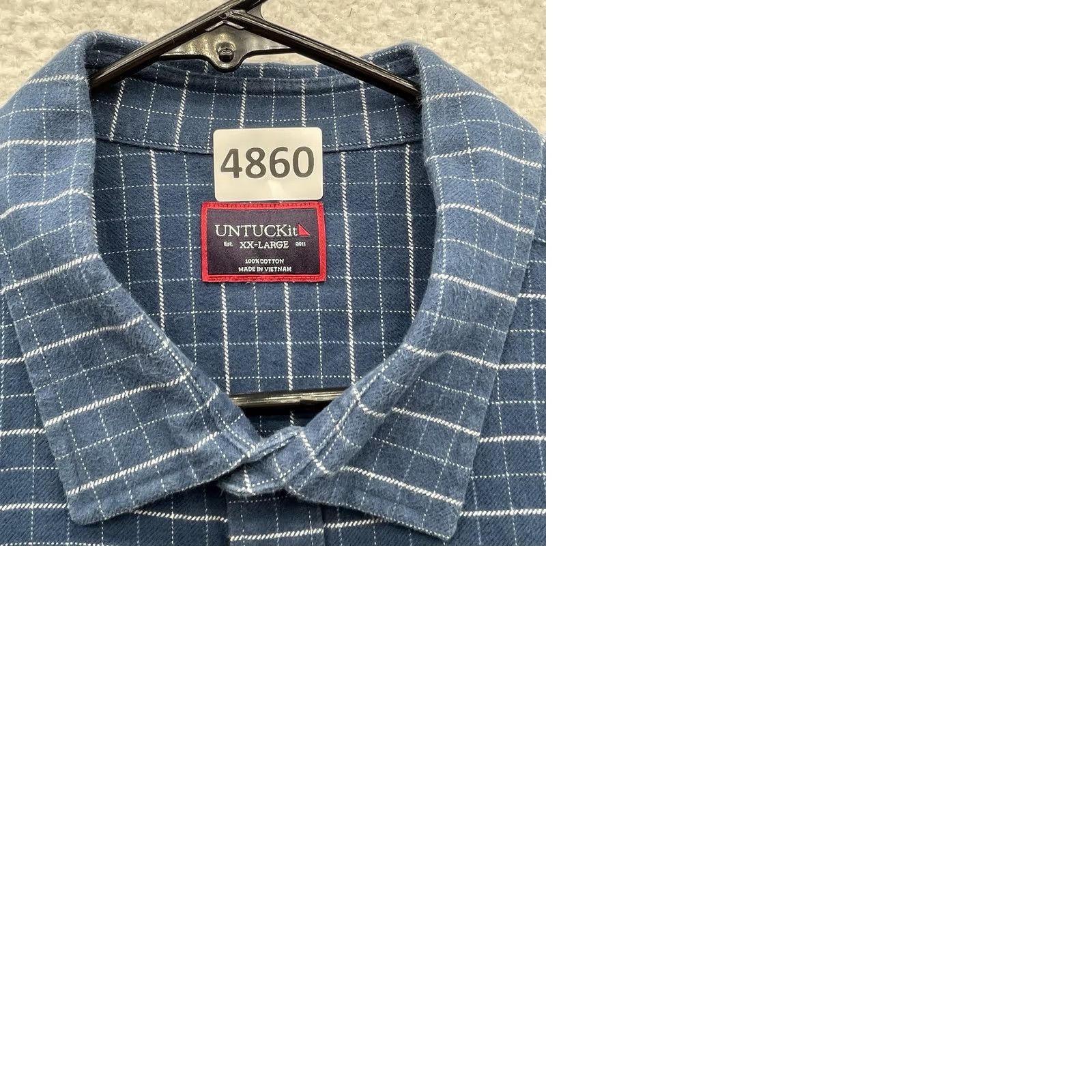 UNTUCKit UNTUCKit Flannel Shirt Mens XXL Blue White Check Windowpane Button Up Size US XXL / EU 58 / 5 - 9 Thumbnail